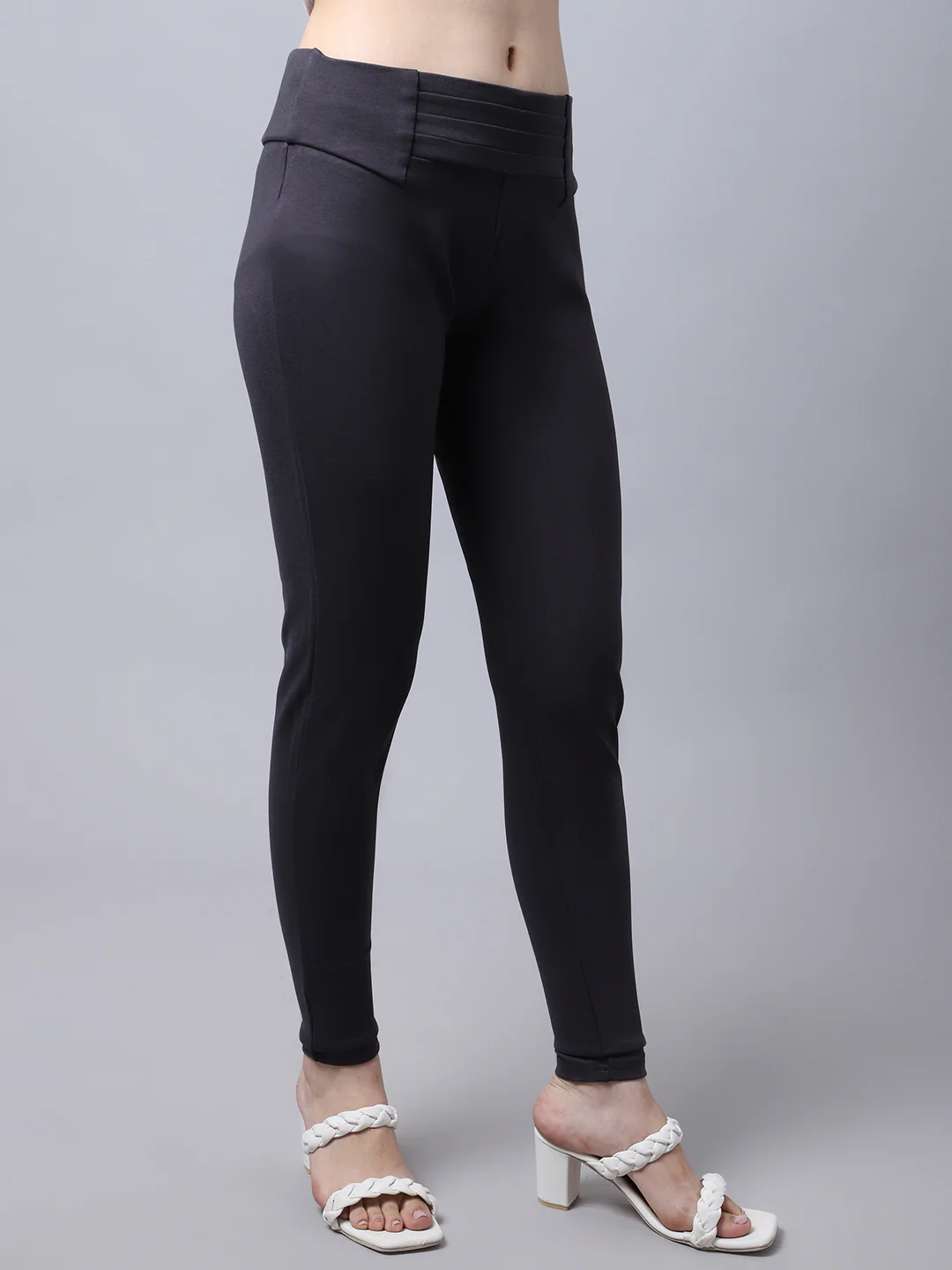 Women's  Broad waistband Charcoal  High rise Jeggings - Image 4