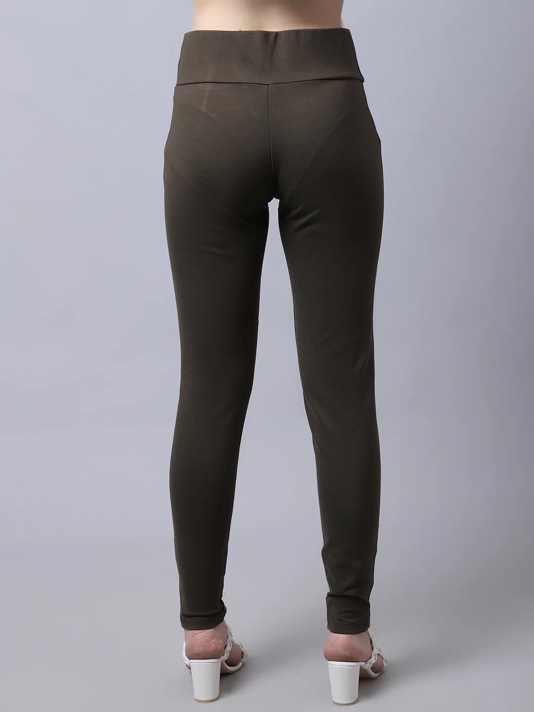 Women's  Broad waistband Olive Green  High rise Jeggings - Image 2