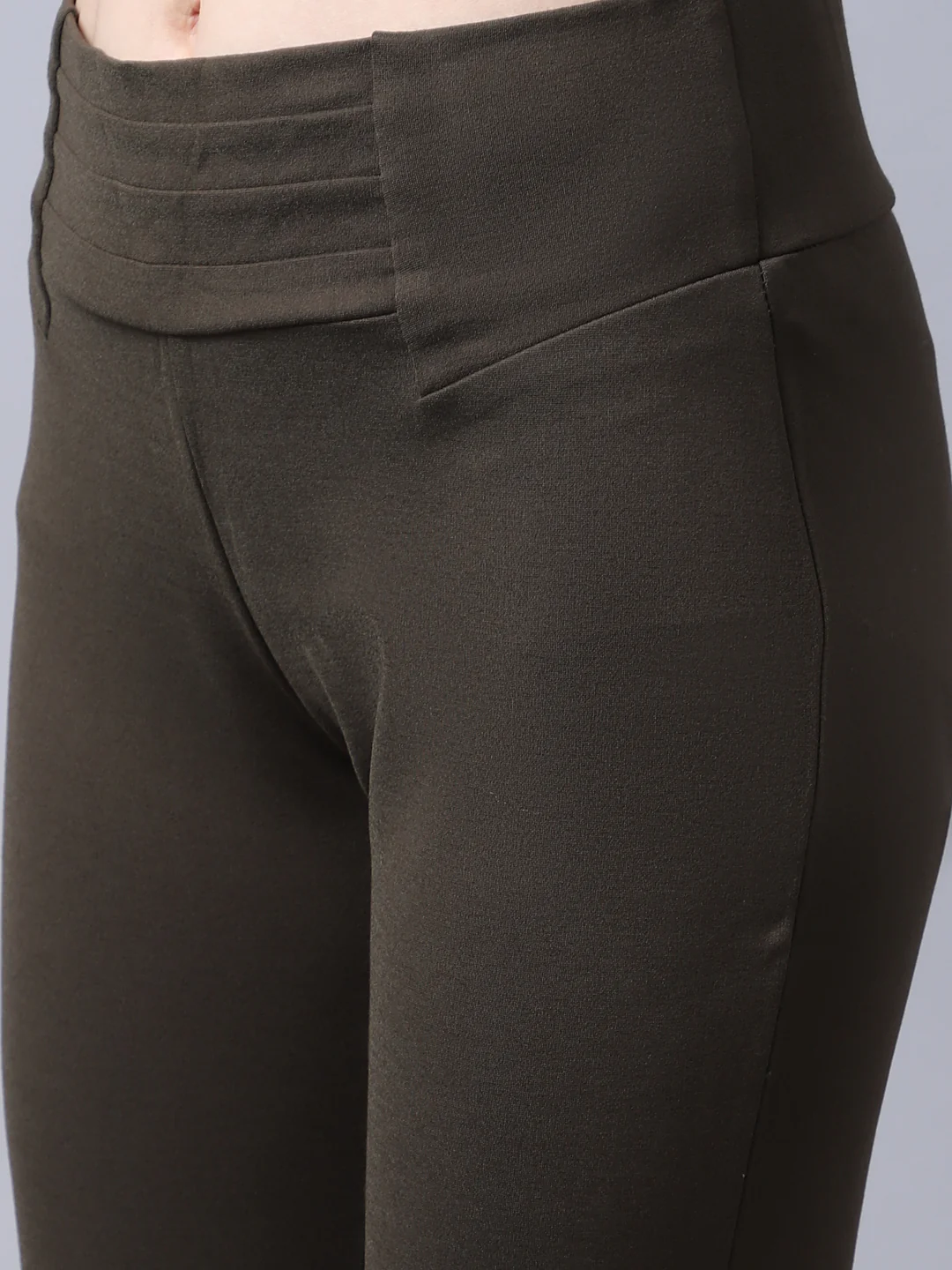 Women's  Broad waistband Olive Green  High rise Jeggings - Image 6