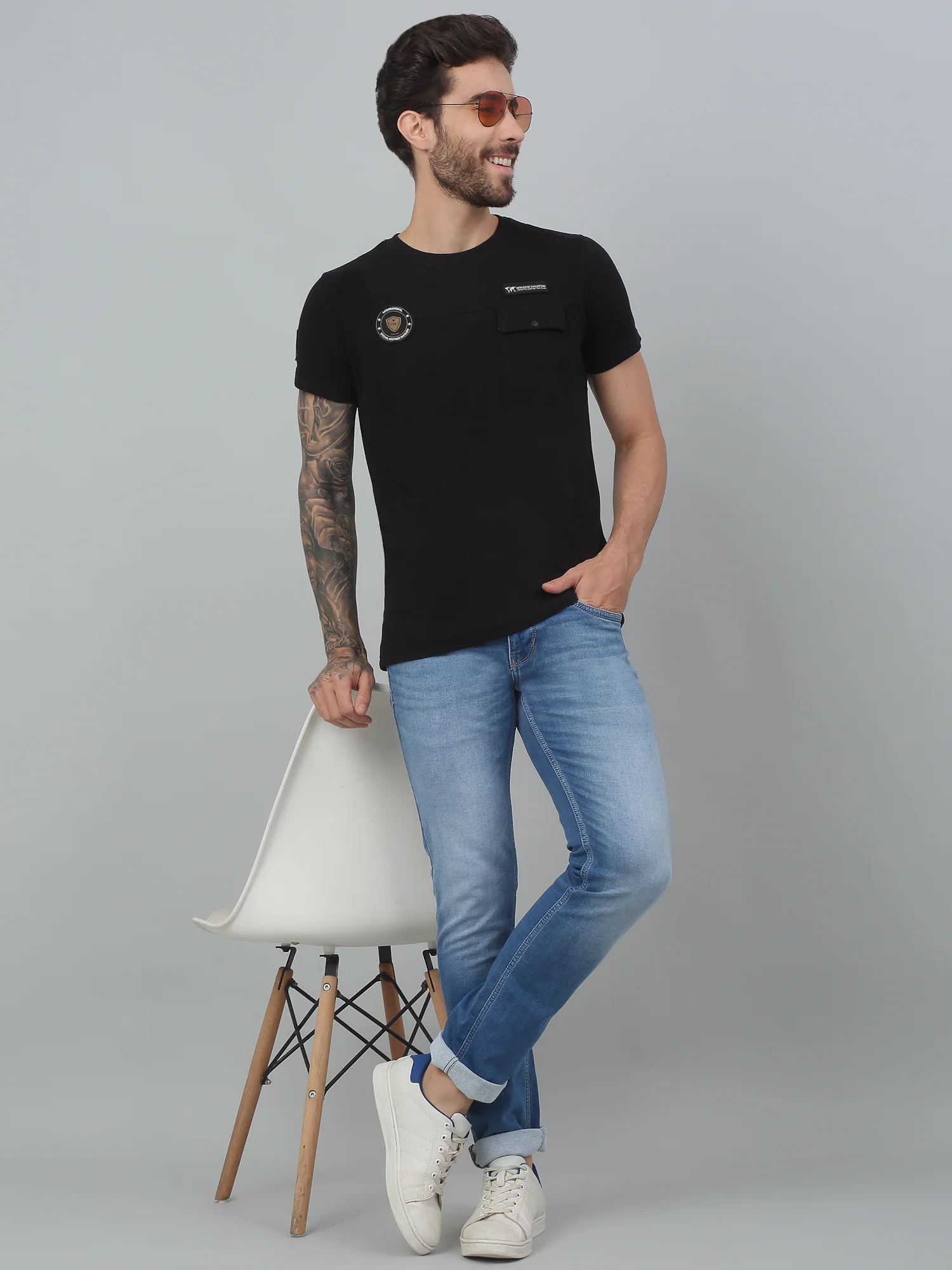 Denim Jeans for Men l Breathable & Soft with Color Fastness Ultra Narrow Fit Cotton Fabric Solid Pattern Button Closure - Image 6