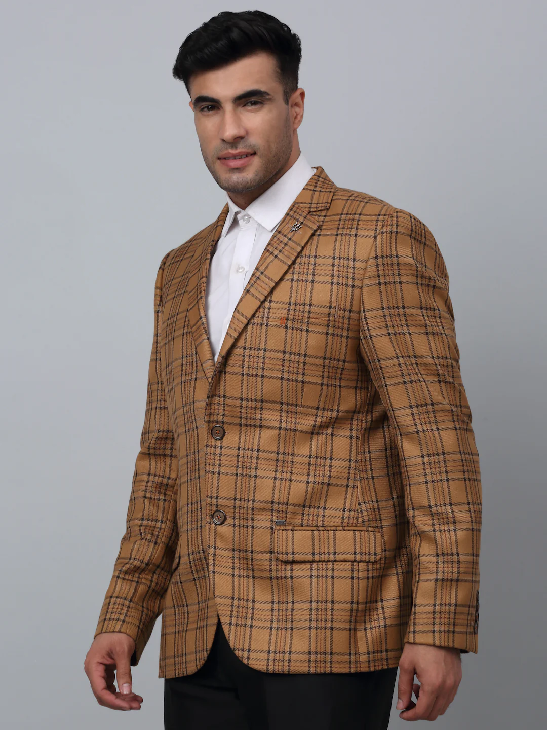 Blazer for Men | Premium Formal Blazer Slim Fit Notched Collar Poly Viscose Fabric Checkered Pattern - Image 2