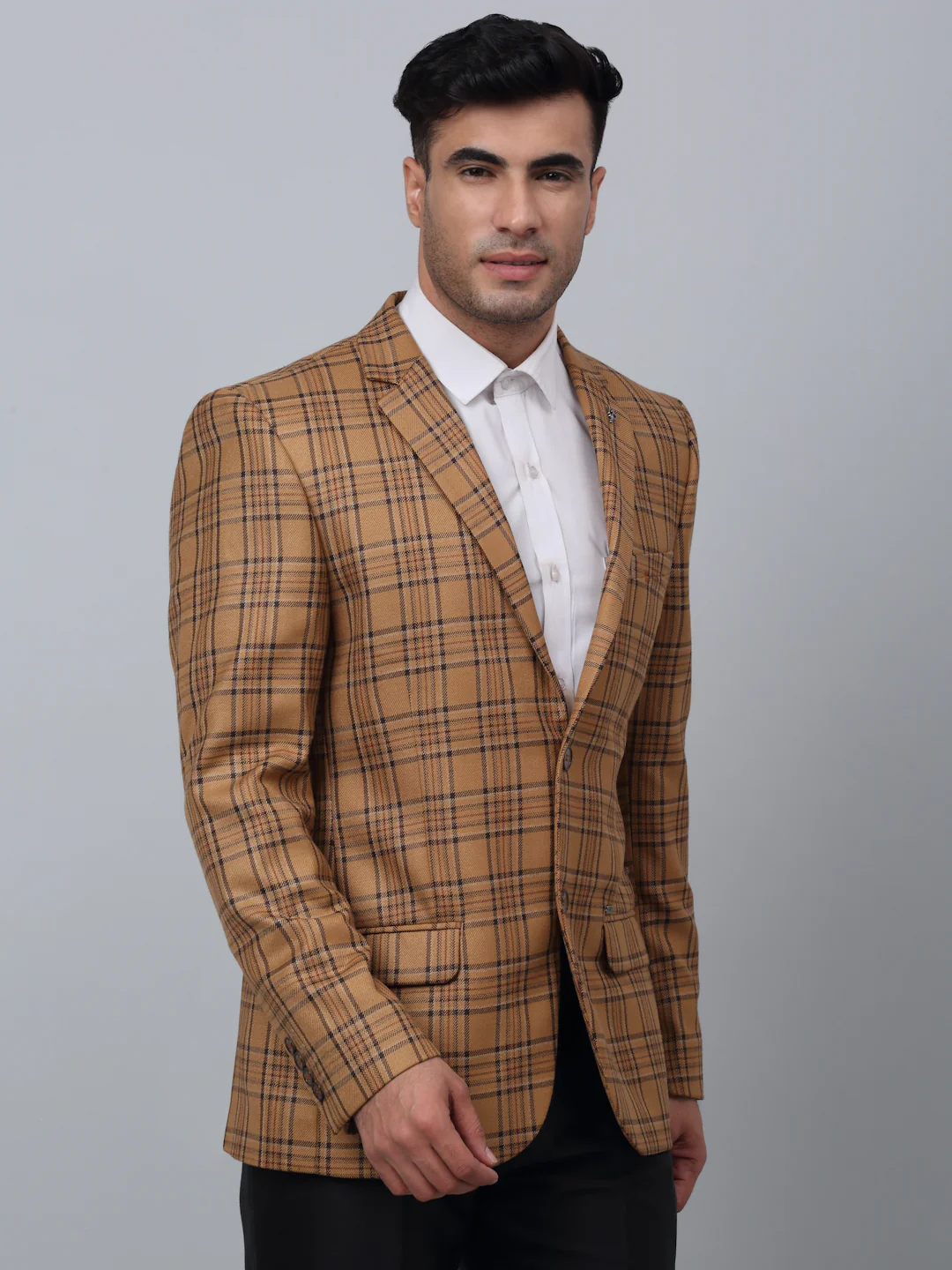 Blazer for Men | Premium Formal Blazer Slim Fit Notched Collar Poly Viscose Fabric Checkered Pattern - Image 3