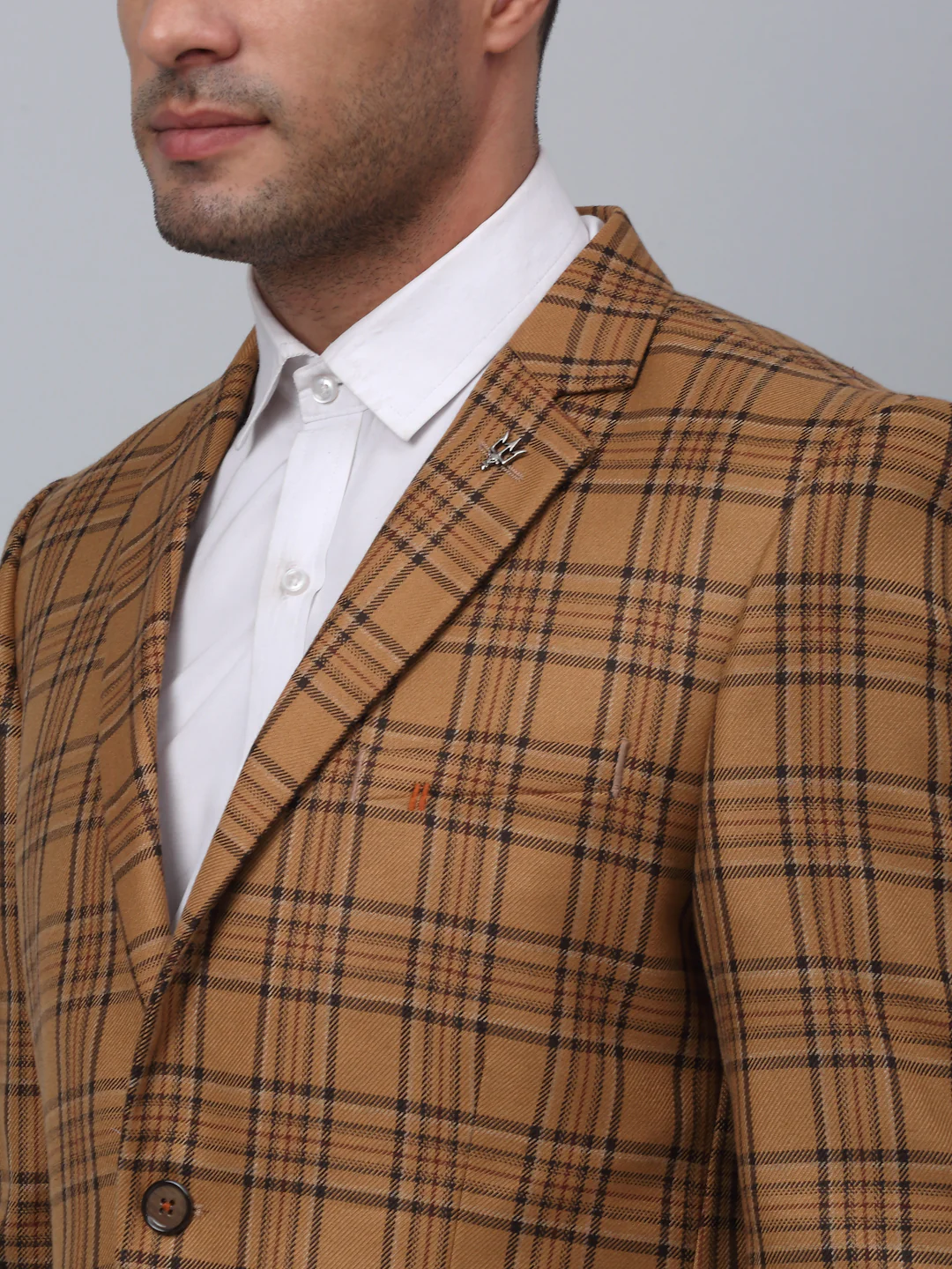 Blazer for Men | Premium Formal Blazer Slim Fit Notched Collar Poly Viscose Fabric Checkered Pattern - Image 4