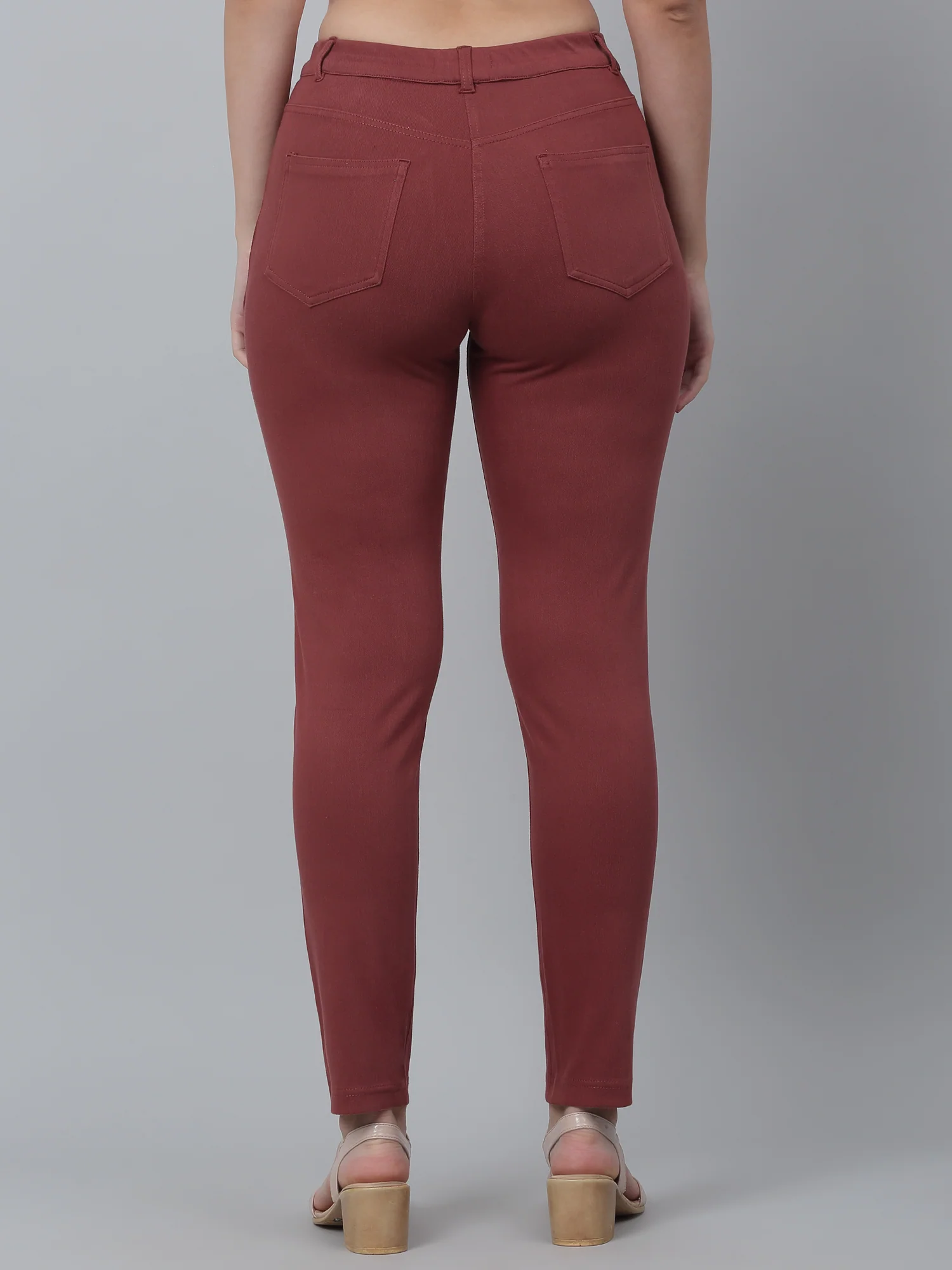 Women's Casual Regular Fit Light Brown  Mid rise Leggings - Image 4