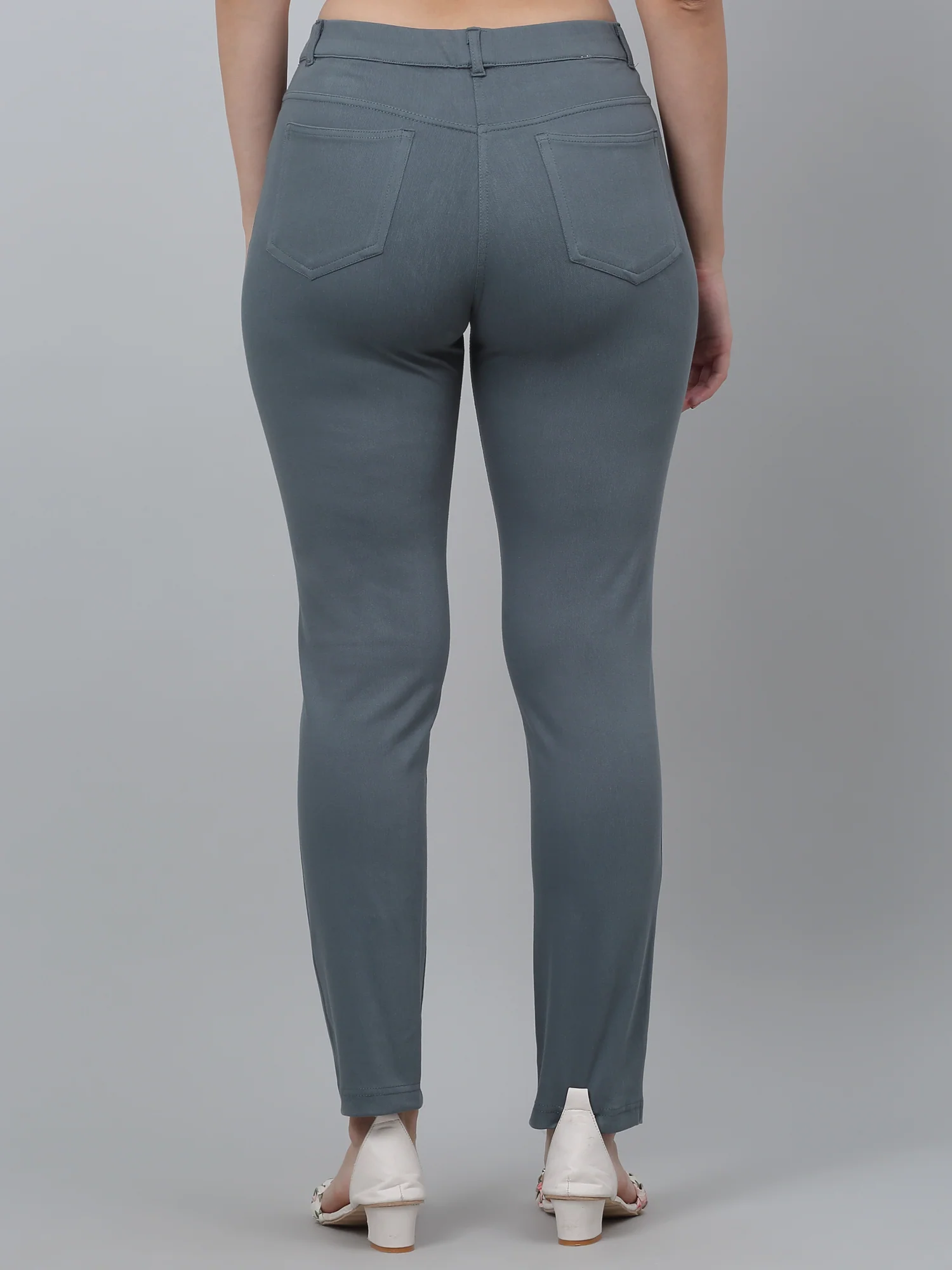 Women's Casual Regular Fit Light Green  Mid rise Leggings - Image 4