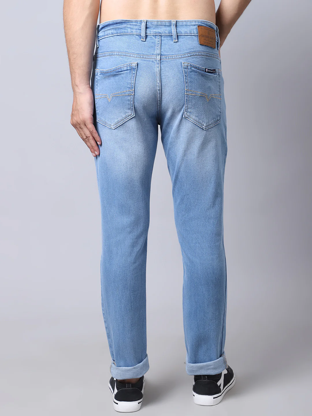 Denim Jeans for Men l Breathable & Soft with Color Fastness Ultra Narrow Fit Cotton Fabric Solid Pattern Button Closure - Image 2