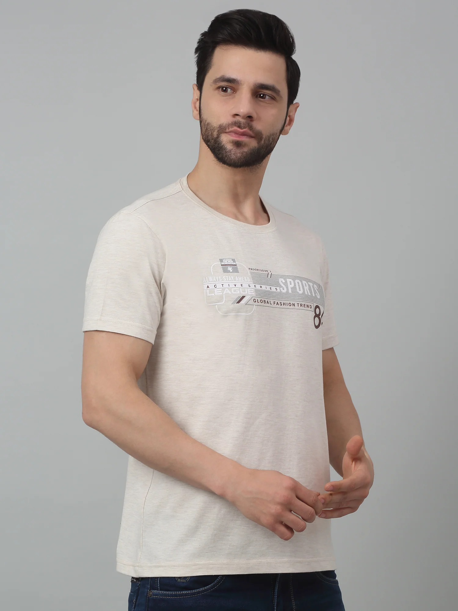 T-Shirt for Men | Breathable & Soft with Color Fastness Regular Fit Round Neck Poly Cotton Fabric Printed Pattern - Image 3