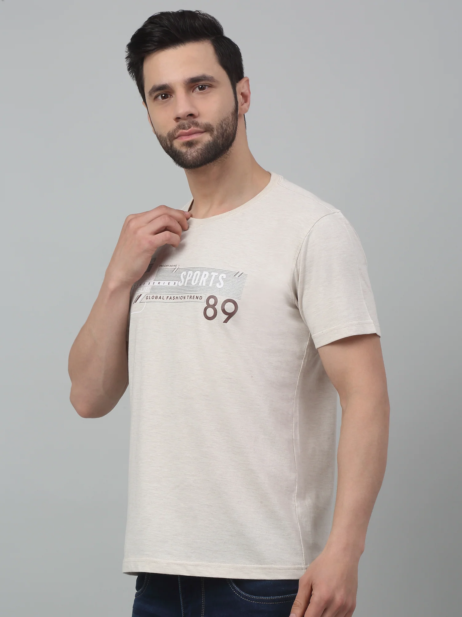 T-Shirt for Men | Breathable & Soft with Color Fastness Regular Fit Round Neck Poly Cotton Fabric Printed Pattern - Image 4