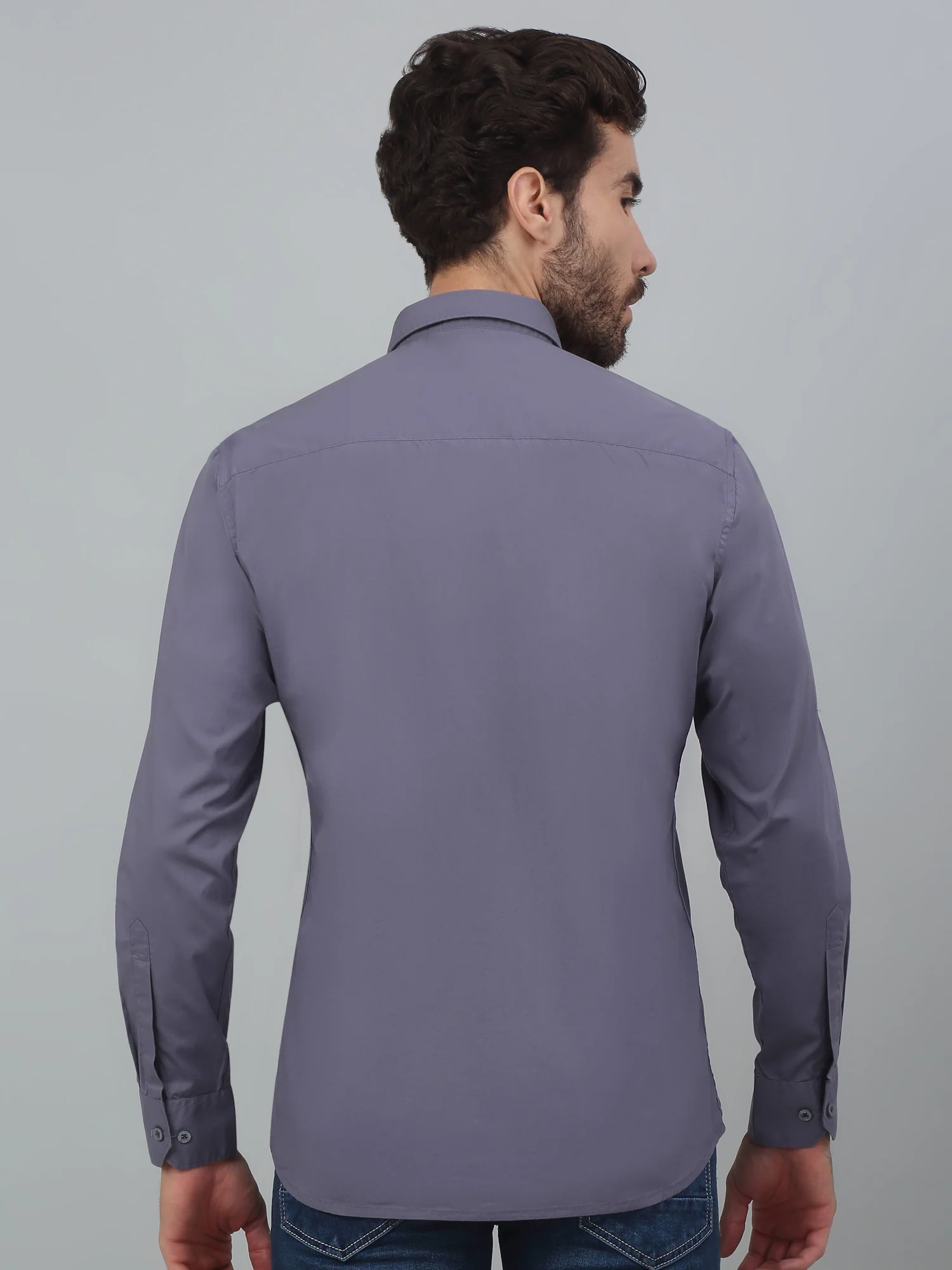 Casual Shirt for Men | Breathable & Soft with Color Fastness Regular Fit Spread Collar Neck Cotton Blend Fabric Solid Pattern - Image 2