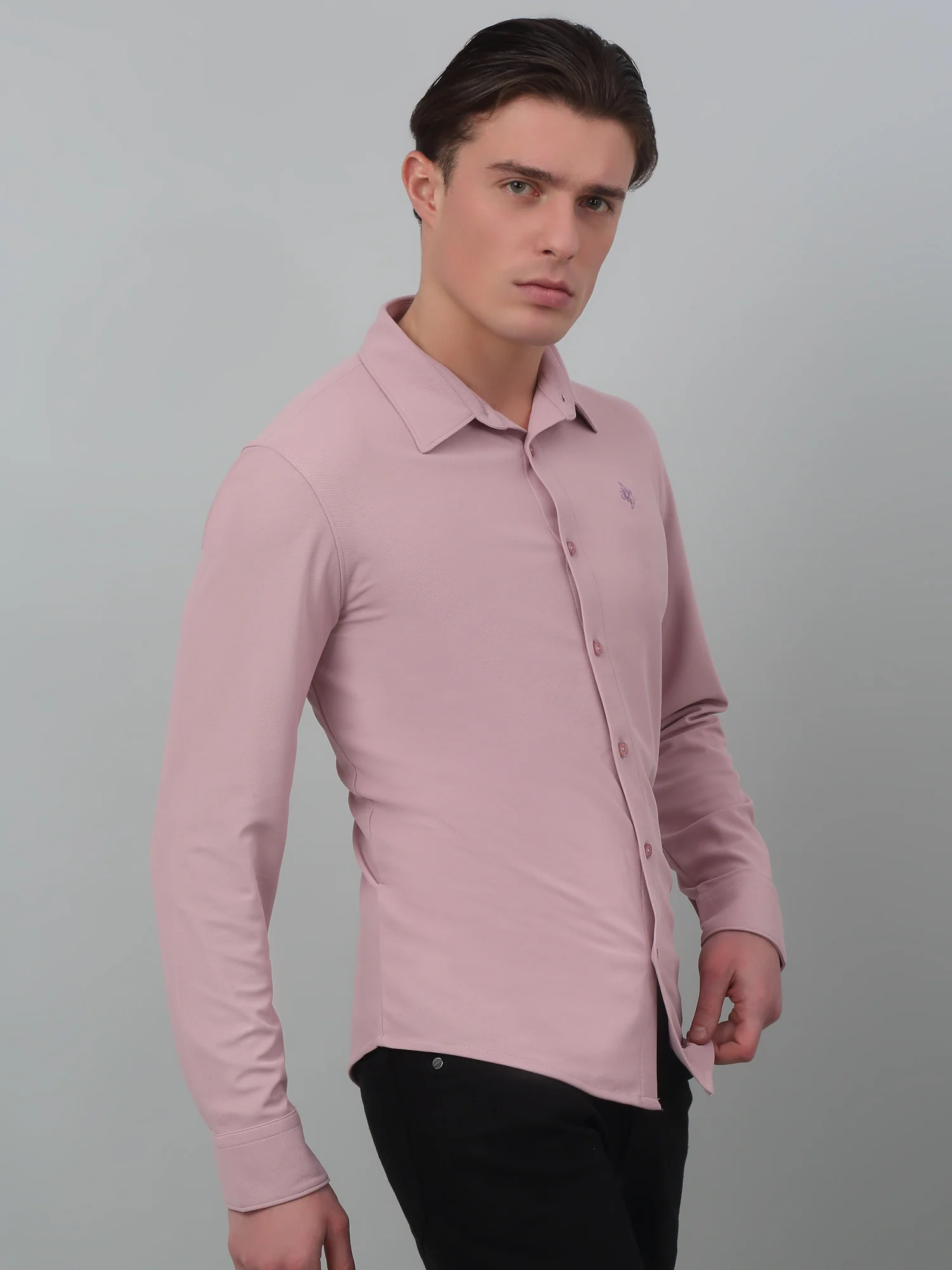 Casual Shirt for Men | Breathable & Soft with Color Fastness Regular Fit Spread Collar Neck Poyester Fabric Solid Pattern - Image 2