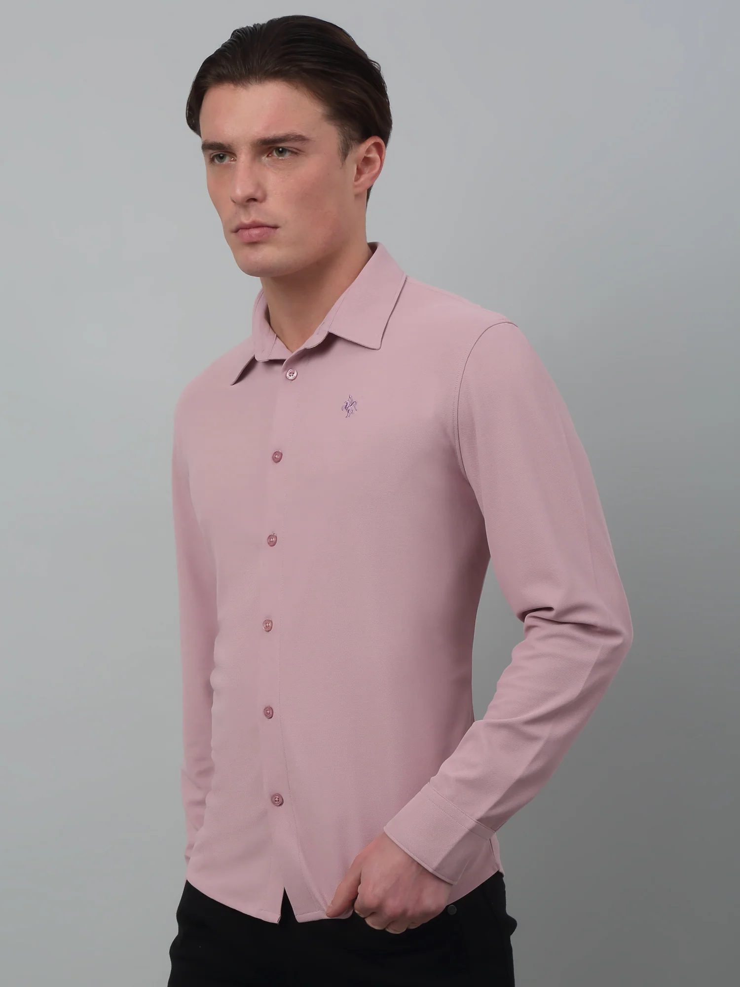 Casual Shirt for Men | Breathable & Soft with Color Fastness Regular Fit Spread Collar Neck Poyester Fabric Solid Pattern - Image 3