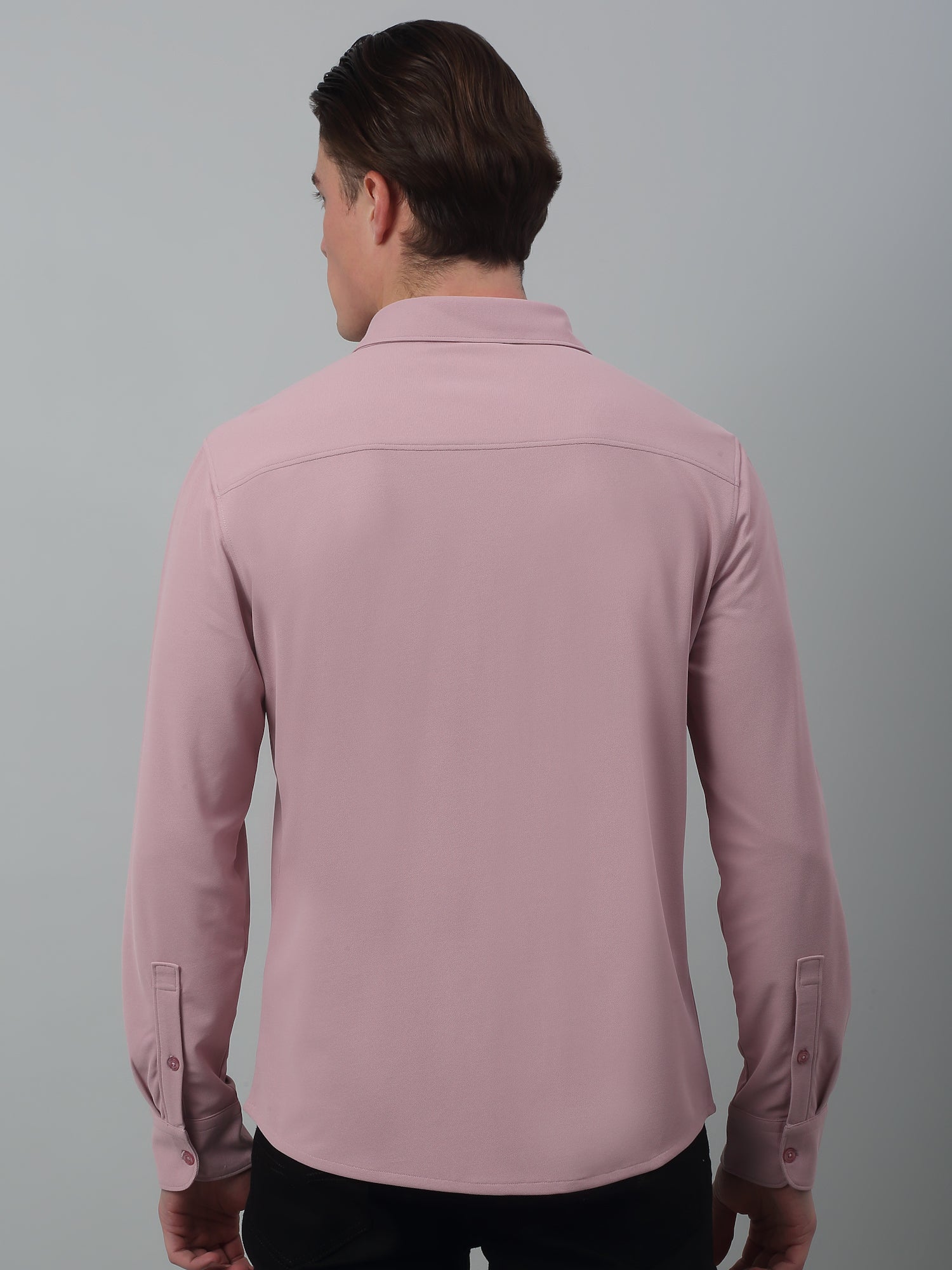 Casual Shirt for Men | Breathable & Soft with Color Fastness Regular Fit Spread Collar Neck Poyester Fabric Solid Pattern - Image 4