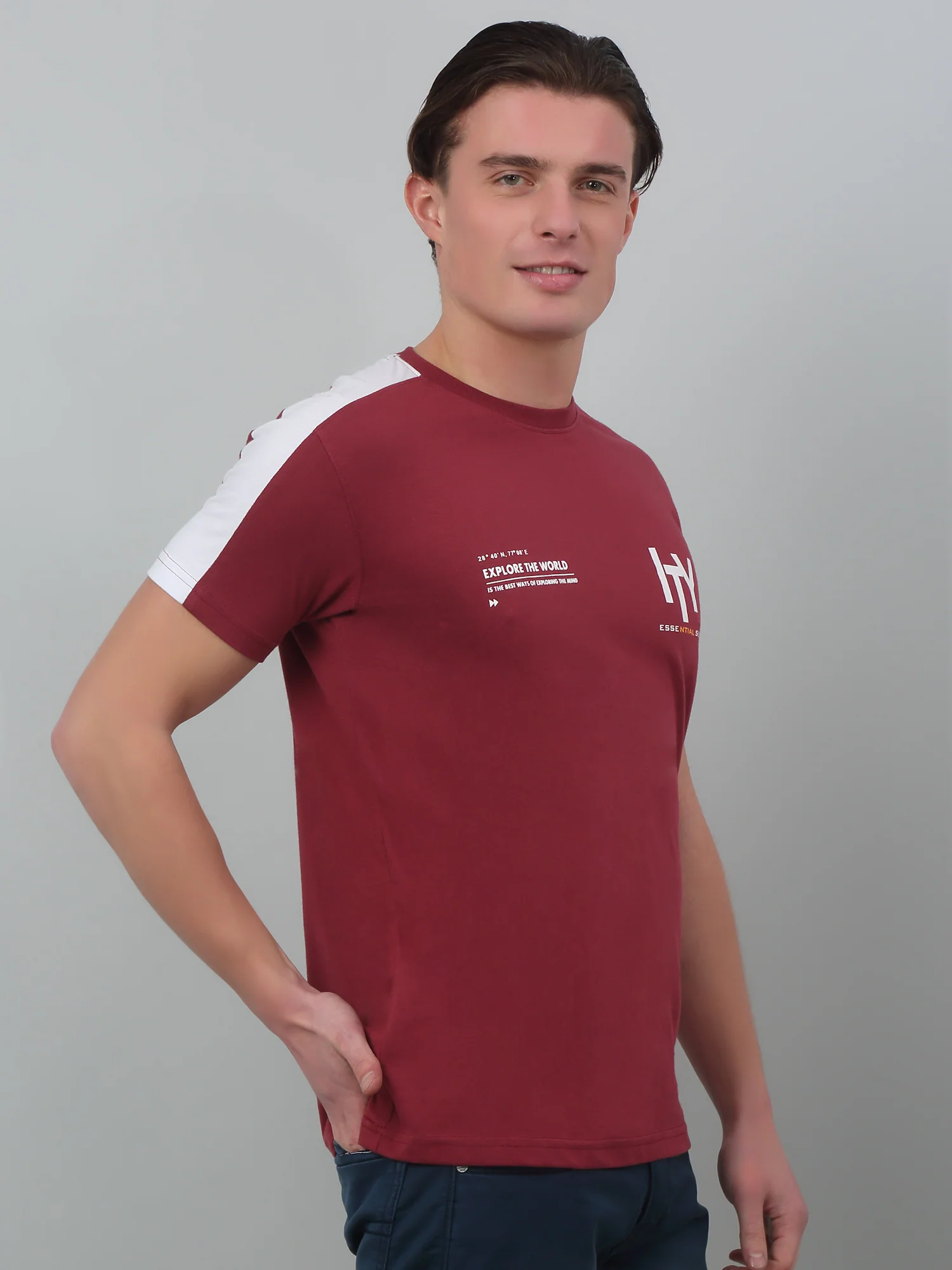 T-Shirt for Men | Breathable & Soft with Color Fastness Regular Fit Round Neck Poly Cotton Fabric Printed Pattern - Image 3