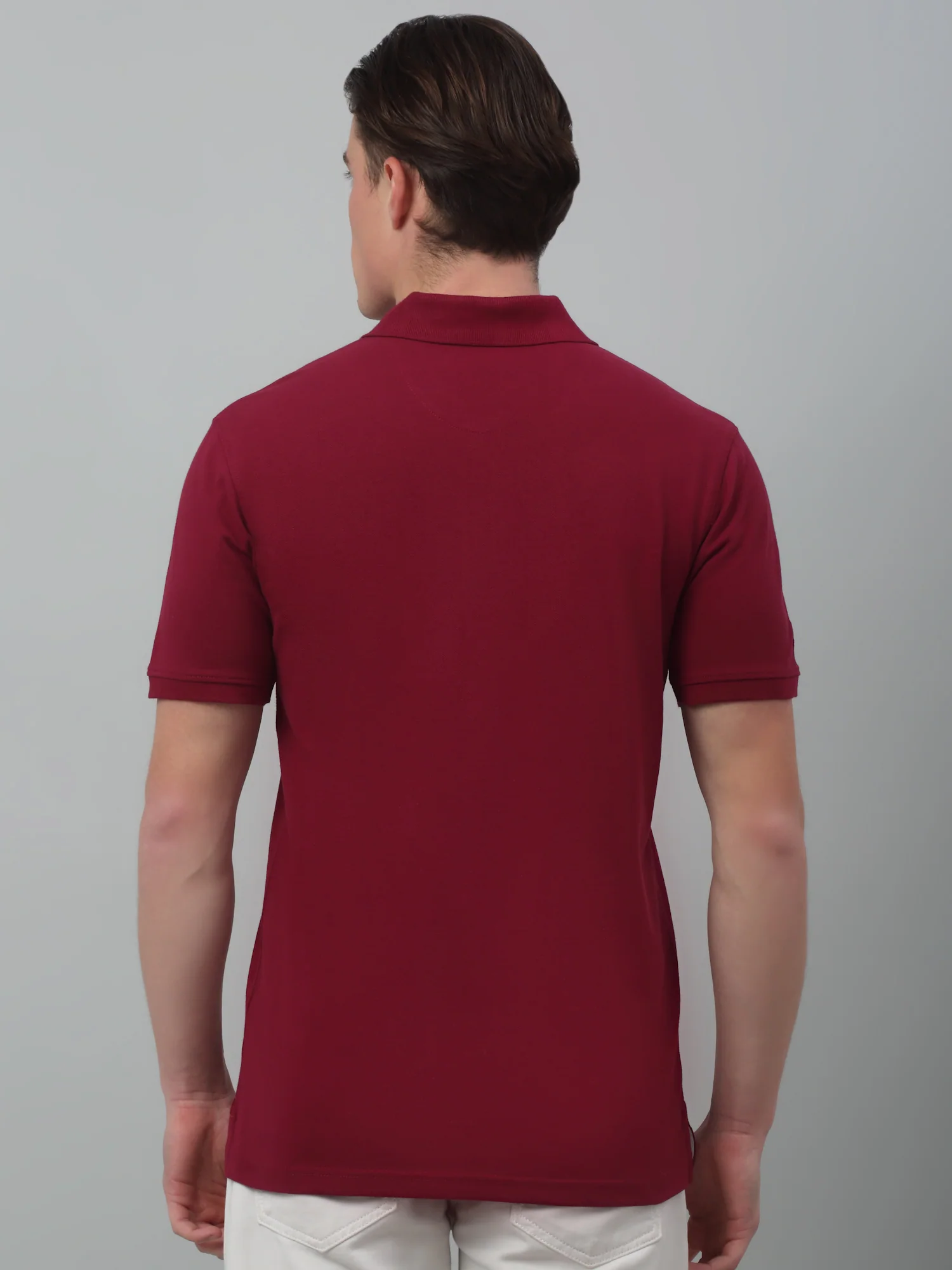 T-Shirt for Men | Breathable & Soft with Color Fastness Regular Fit Polo Neck Poly Cotton Fabric Solid Pattern - Image 2