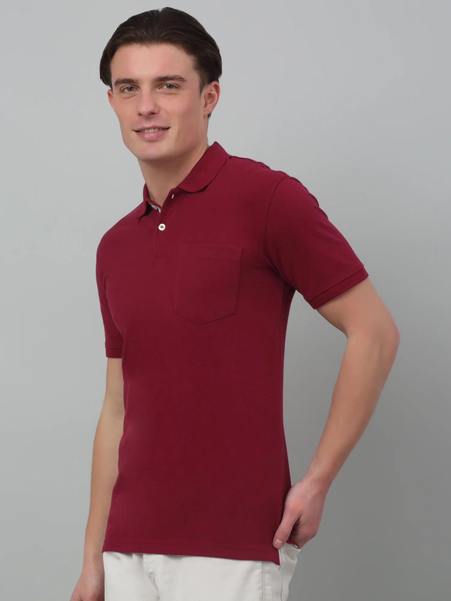 T-Shirt for Men | Breathable & Soft with Color Fastness Regular Fit Polo Neck Poly Cotton Fabric Solid Pattern - Image 4