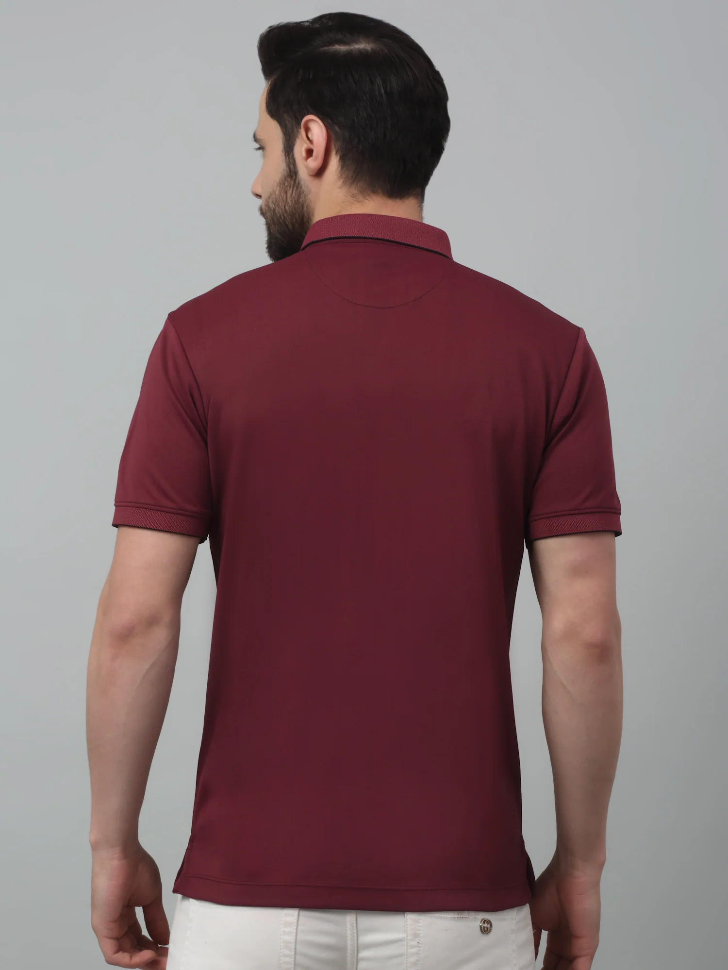 T-Shirt for Men | Breathable & Soft with Color Fastness Regular Fit Polo Neck Poly Cotton Fabric Solid Pattern - Image 2