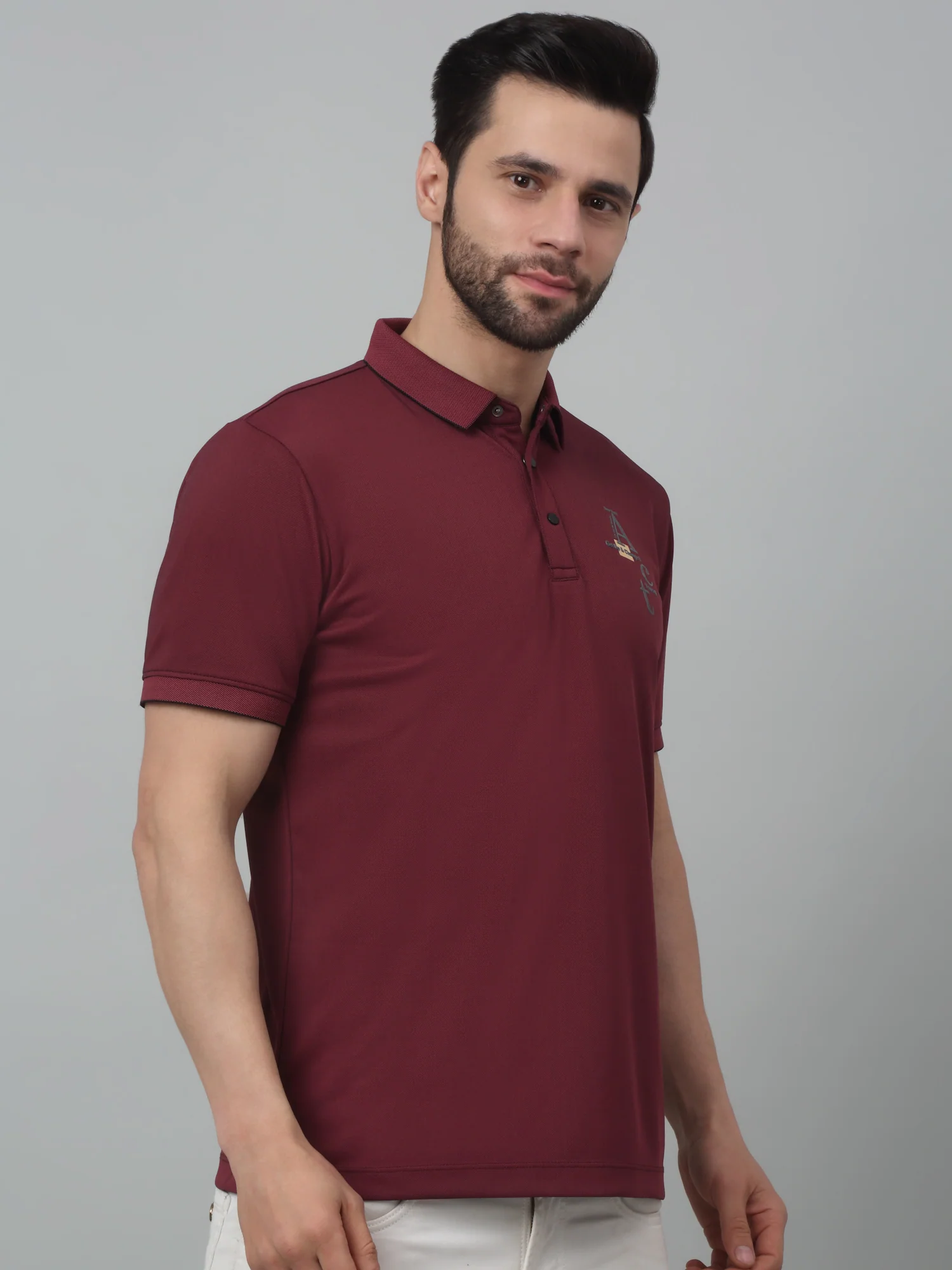 T-Shirt for Men | Breathable & Soft with Color Fastness Regular Fit Polo Neck Poly Cotton Fabric Solid Pattern - Image 3