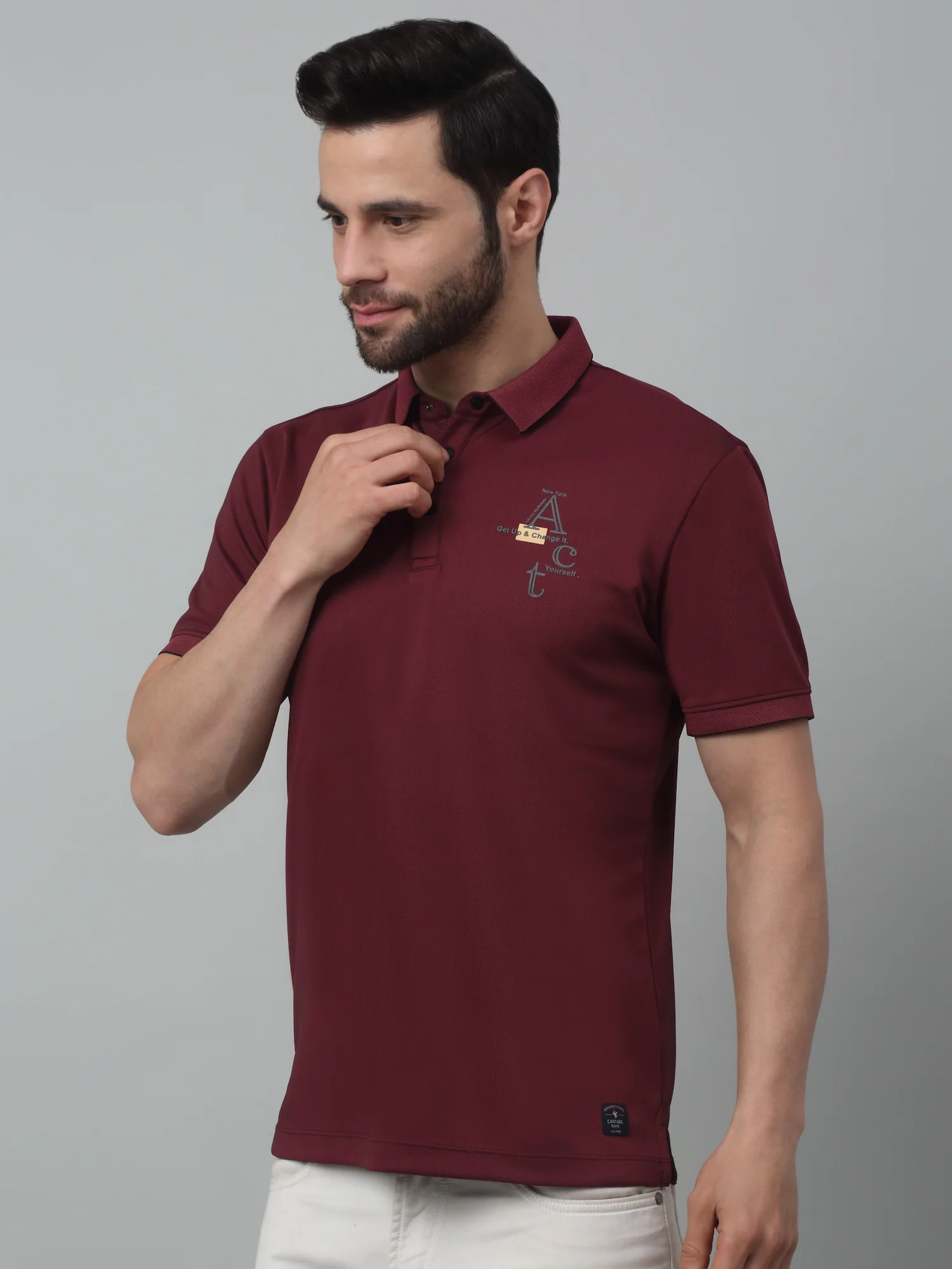 T-Shirt for Men | Breathable & Soft with Color Fastness Regular Fit Polo Neck Poly Cotton Fabric Solid Pattern - Image 4