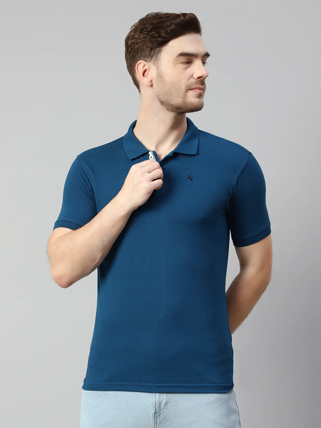 T-Shirt for Men | Breathable & Soft with Color Fastness Regular Fit Polo Neck Poly Cotton Fabric Solid Pattern - Image 2