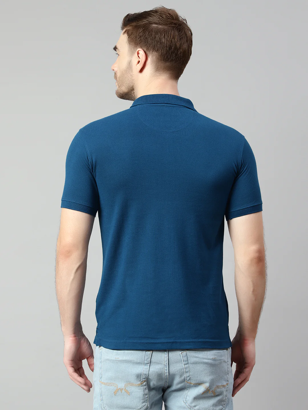 T-Shirt for Men | Breathable & Soft with Color Fastness Regular Fit Polo Neck Poly Cotton Fabric Solid Pattern - Image 3