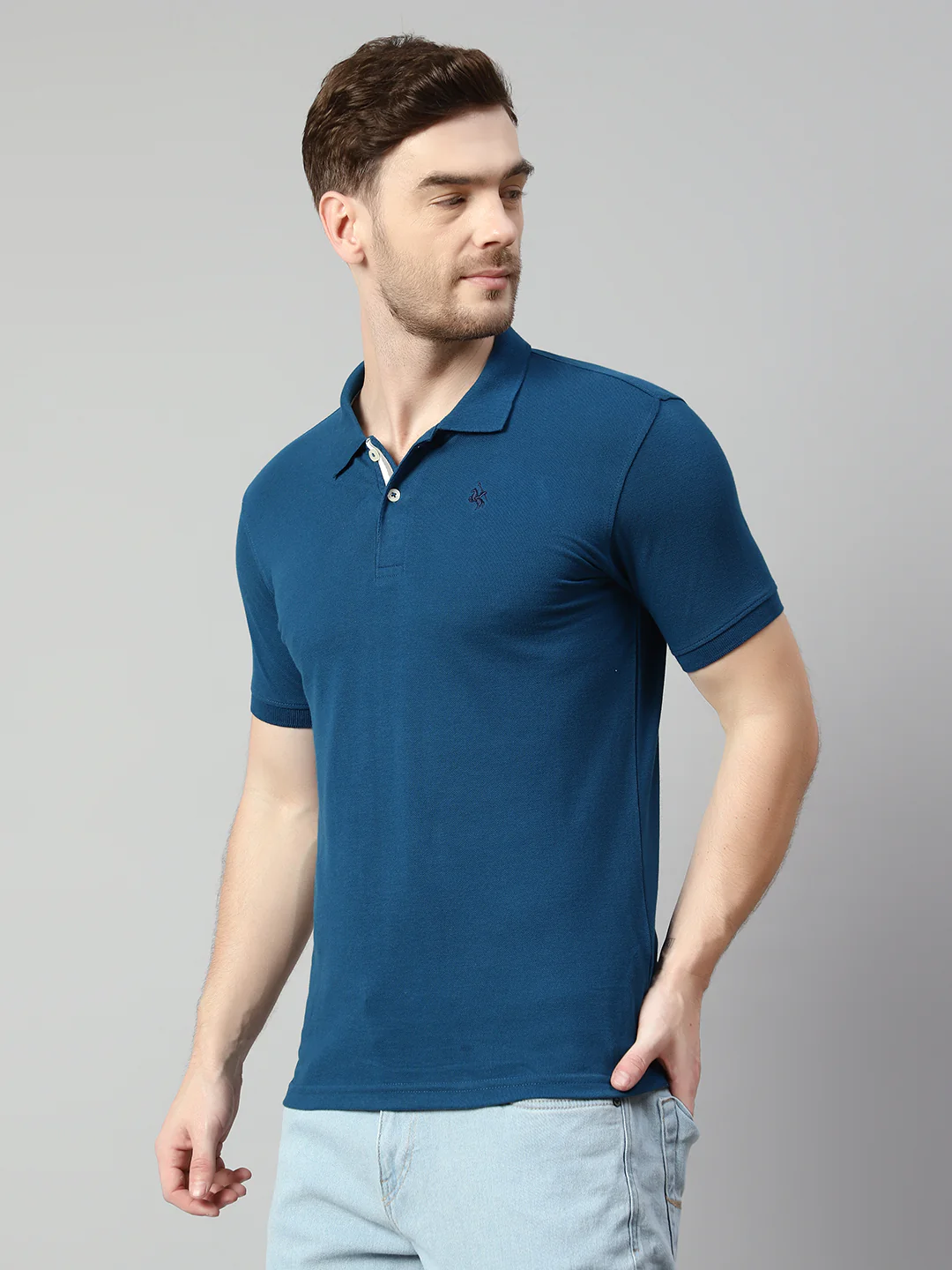 T-Shirt for Men | Breathable & Soft with Color Fastness Regular Fit Polo Neck Poly Cotton Fabric Solid Pattern - Image 4