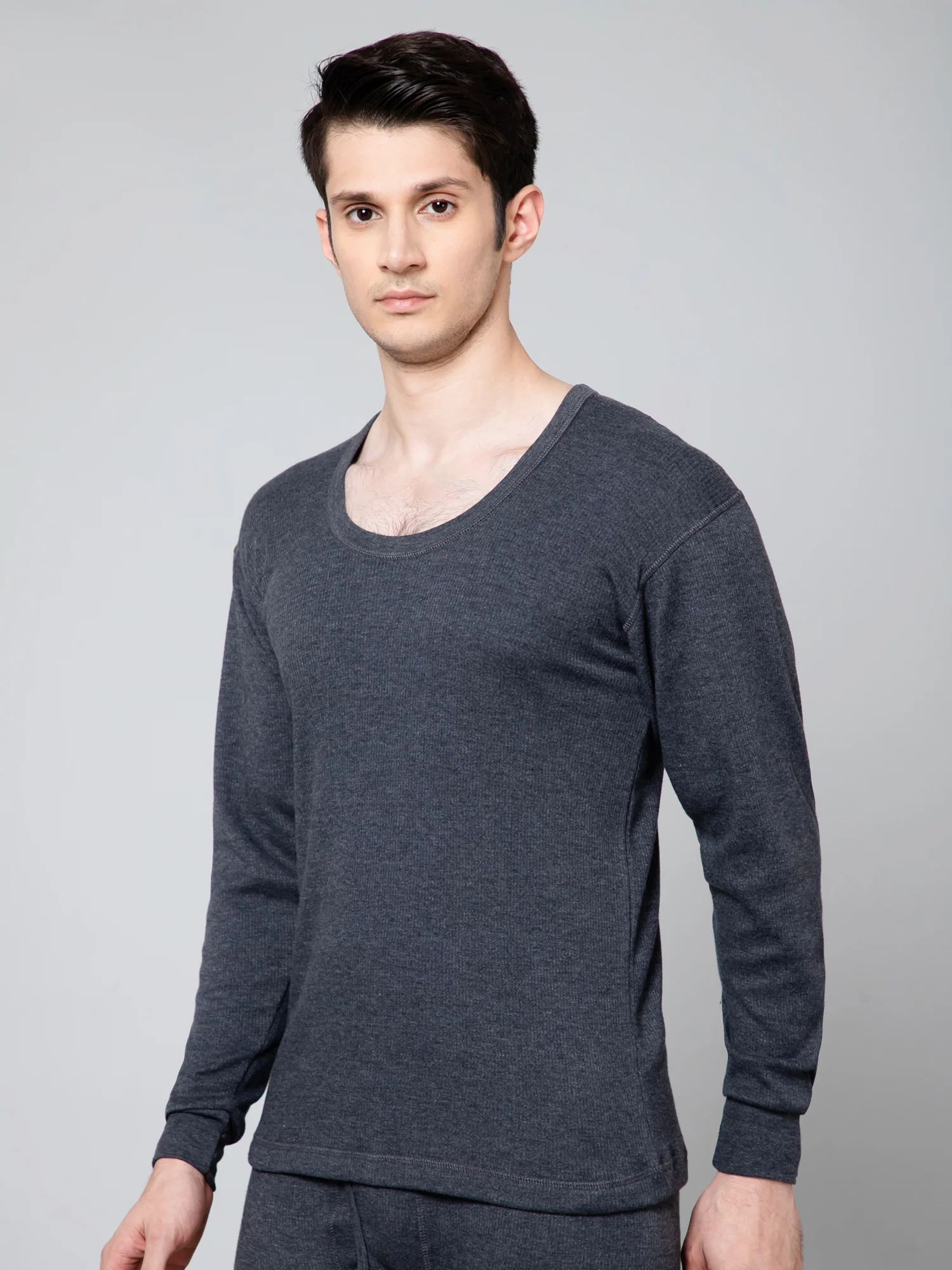 Men Anthra Melange Thermal Top - Image 3