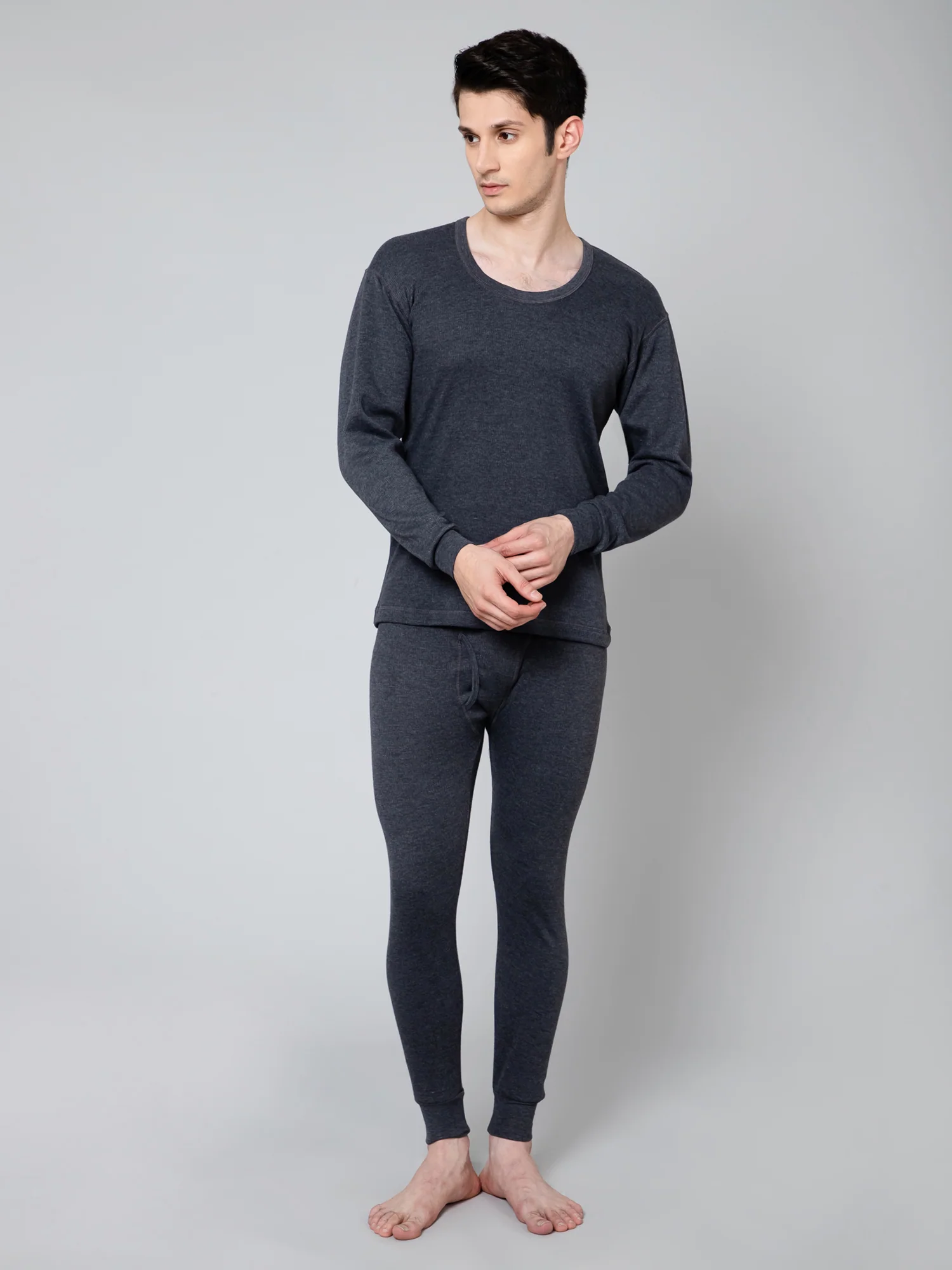 Men Anthra Melange Thermal Top - Image 5