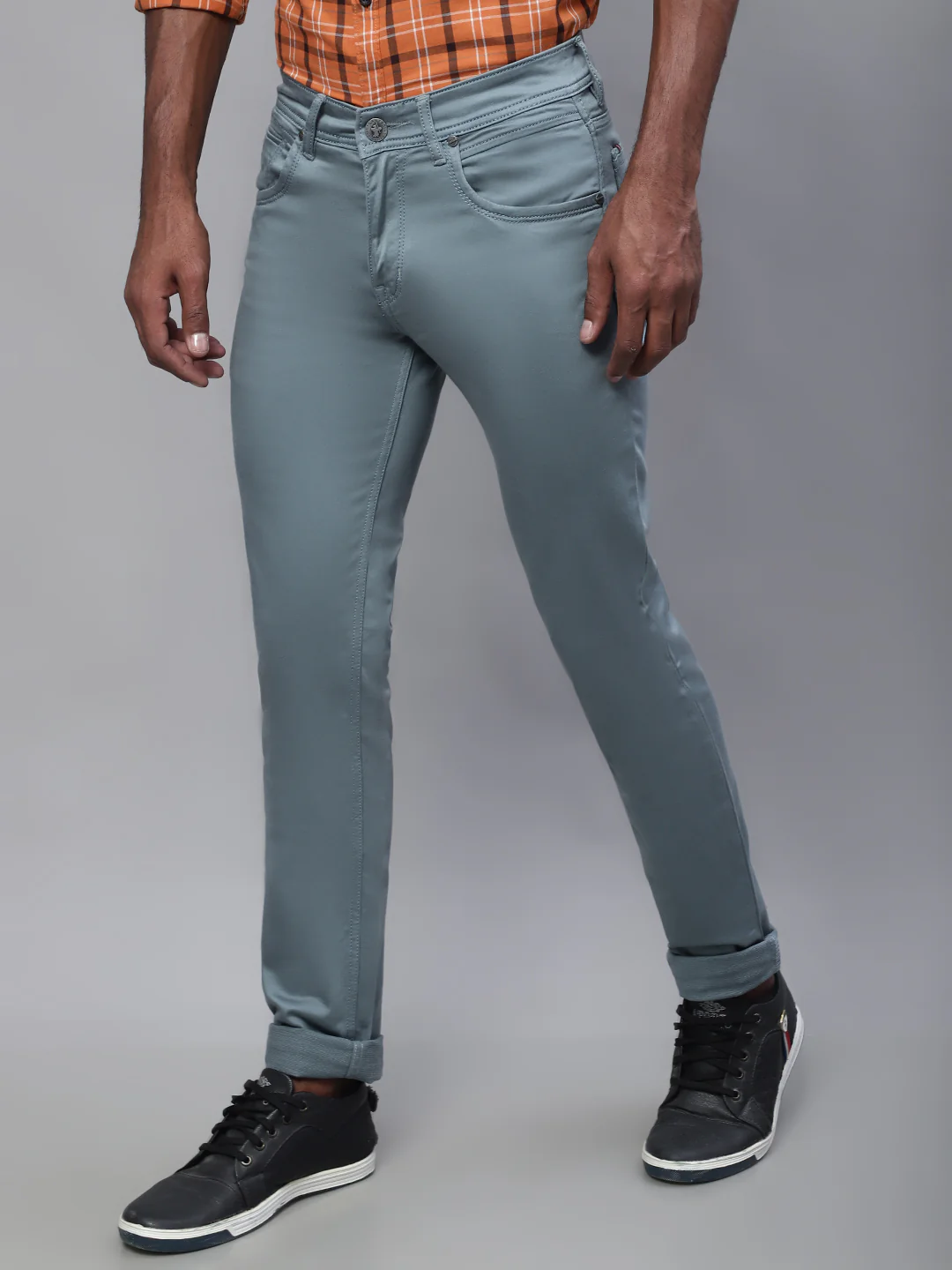 Denim Jeans for Men l Breathable & Soft with Color Fastness Ultra Narrow Fit Cotton Fabric Solid Pattern Button Closure - Image 3