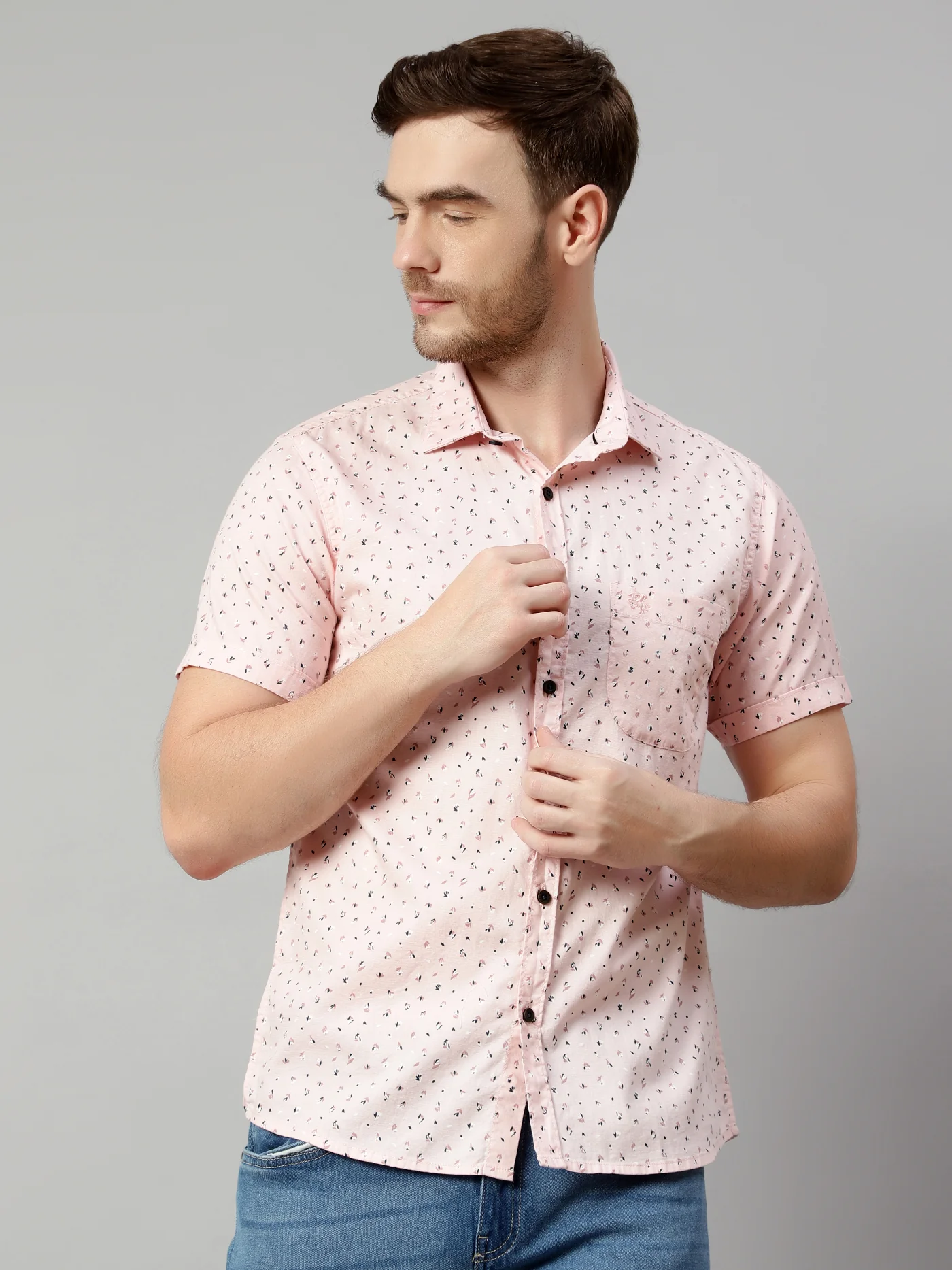 Casual Shirt for Men | Breathable & Soft with Color Fastness Regular Fit Spread Collar Neck Cotton Fabric Printed Pattern - Image 2