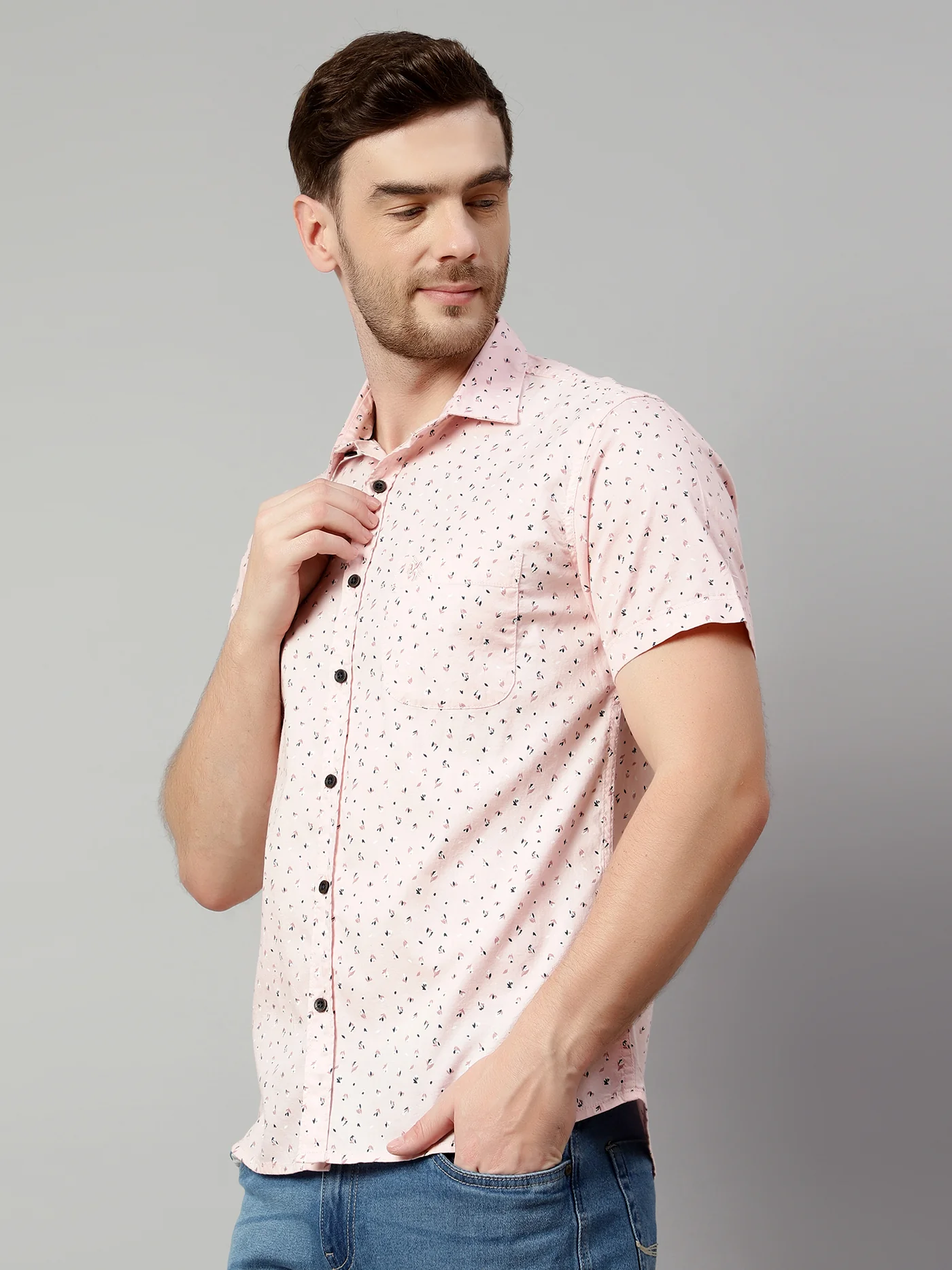 Casual Shirt for Men | Breathable & Soft with Color Fastness Regular Fit Spread Collar Neck Cotton Fabric Printed Pattern - Image 4