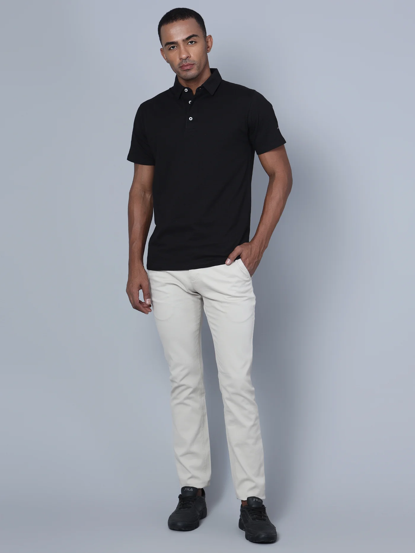 Men's Casual Flat front Beige  Trousers - Image 6