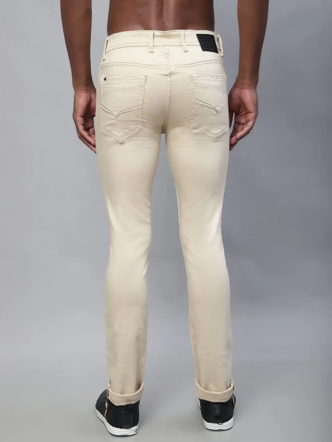 Denim Jeans for Men l Breathable & Soft with Color Fastness Ultra Narrow Fit Cotton Fabric Solid Pattern Button Closure - Image 2