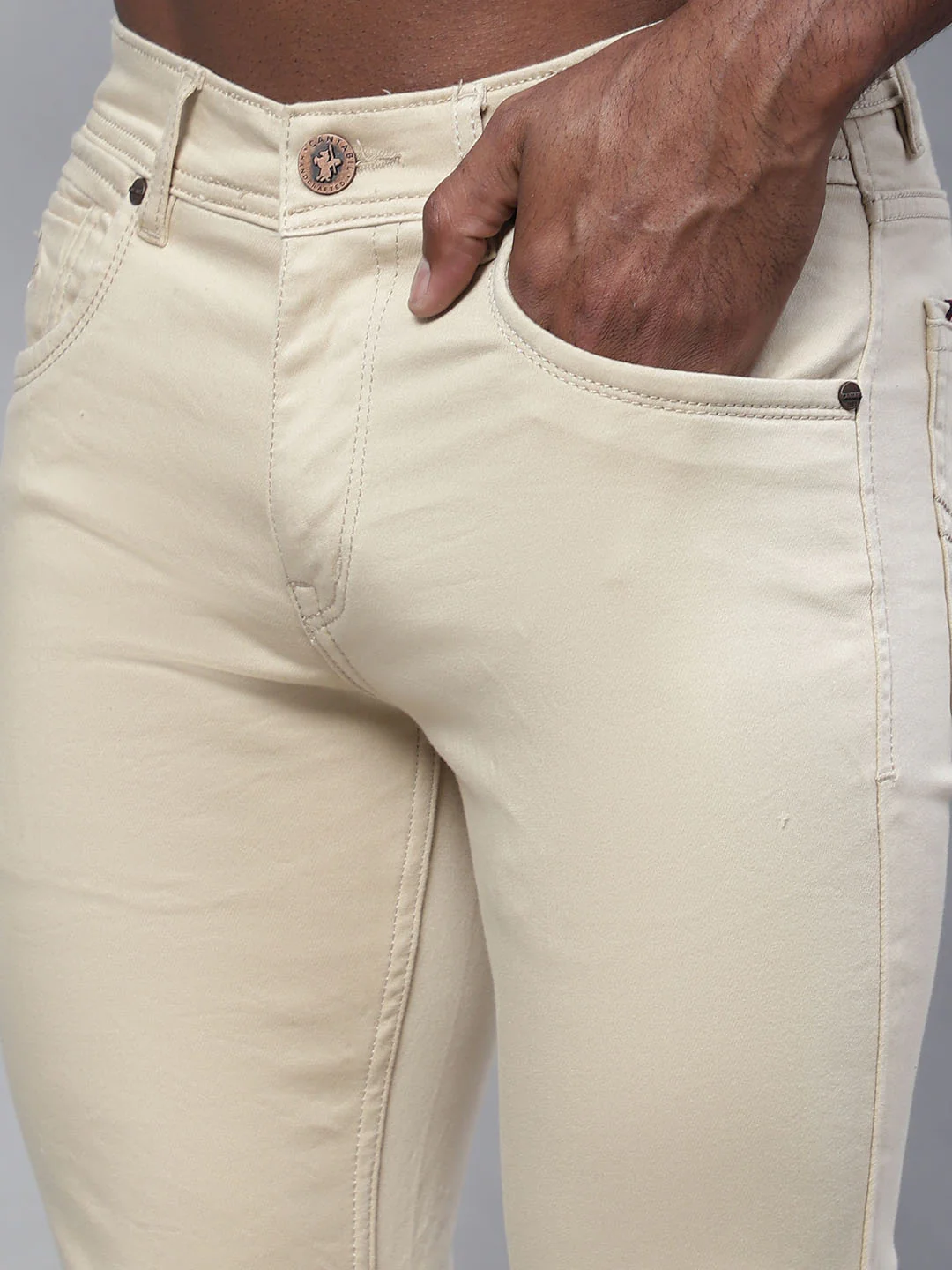 Denim Jeans for Men l Breathable & Soft with Color Fastness Ultra Narrow Fit Cotton Fabric Solid Pattern Button Closure - Image 6