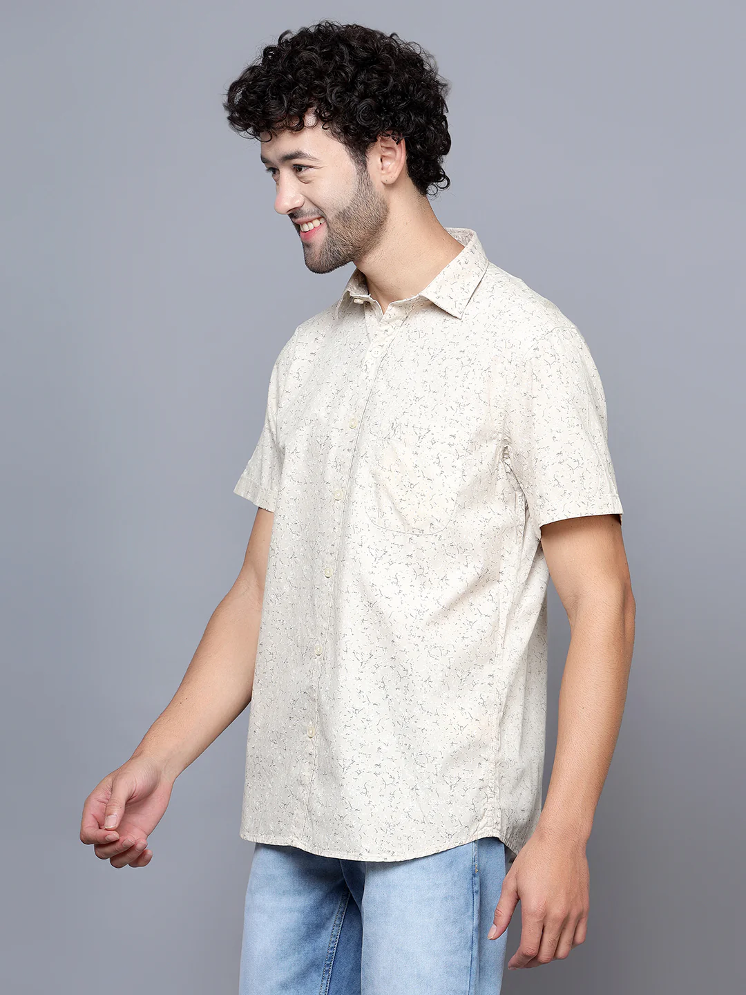 Casual Shirt for Men | Breathable & Soft with Color Fastness Regular Fit Spread Collar Neck Cotton Fabric Printed Pattern - Image 3