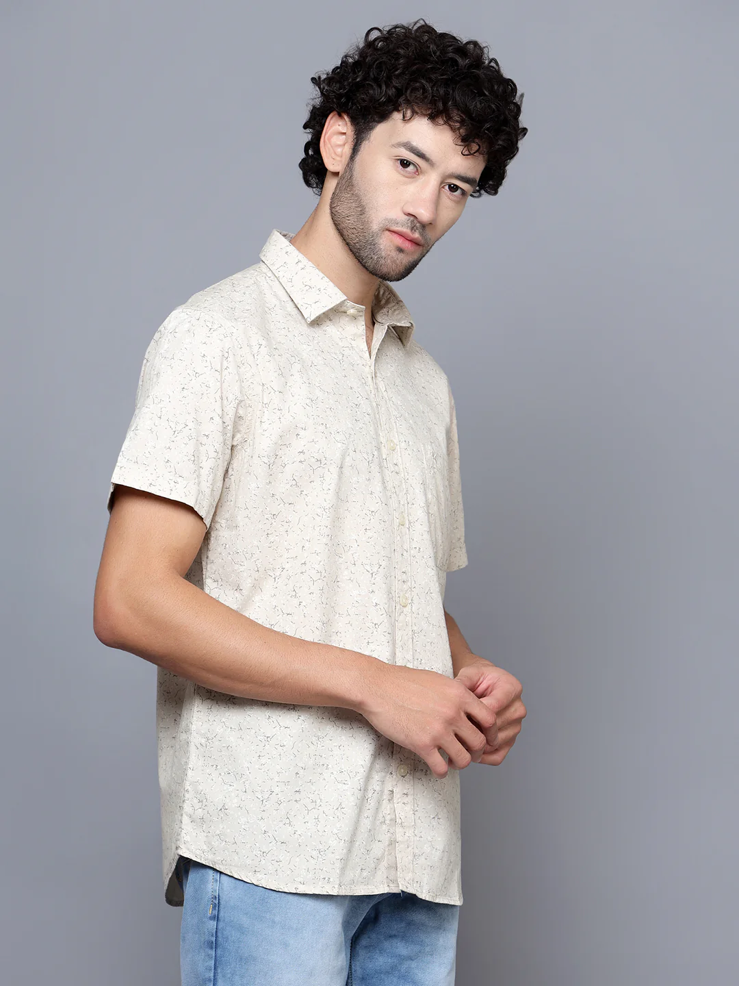 Casual Shirt for Men | Breathable & Soft with Color Fastness Regular Fit Spread Collar Neck Cotton Fabric Printed Pattern - Image 4