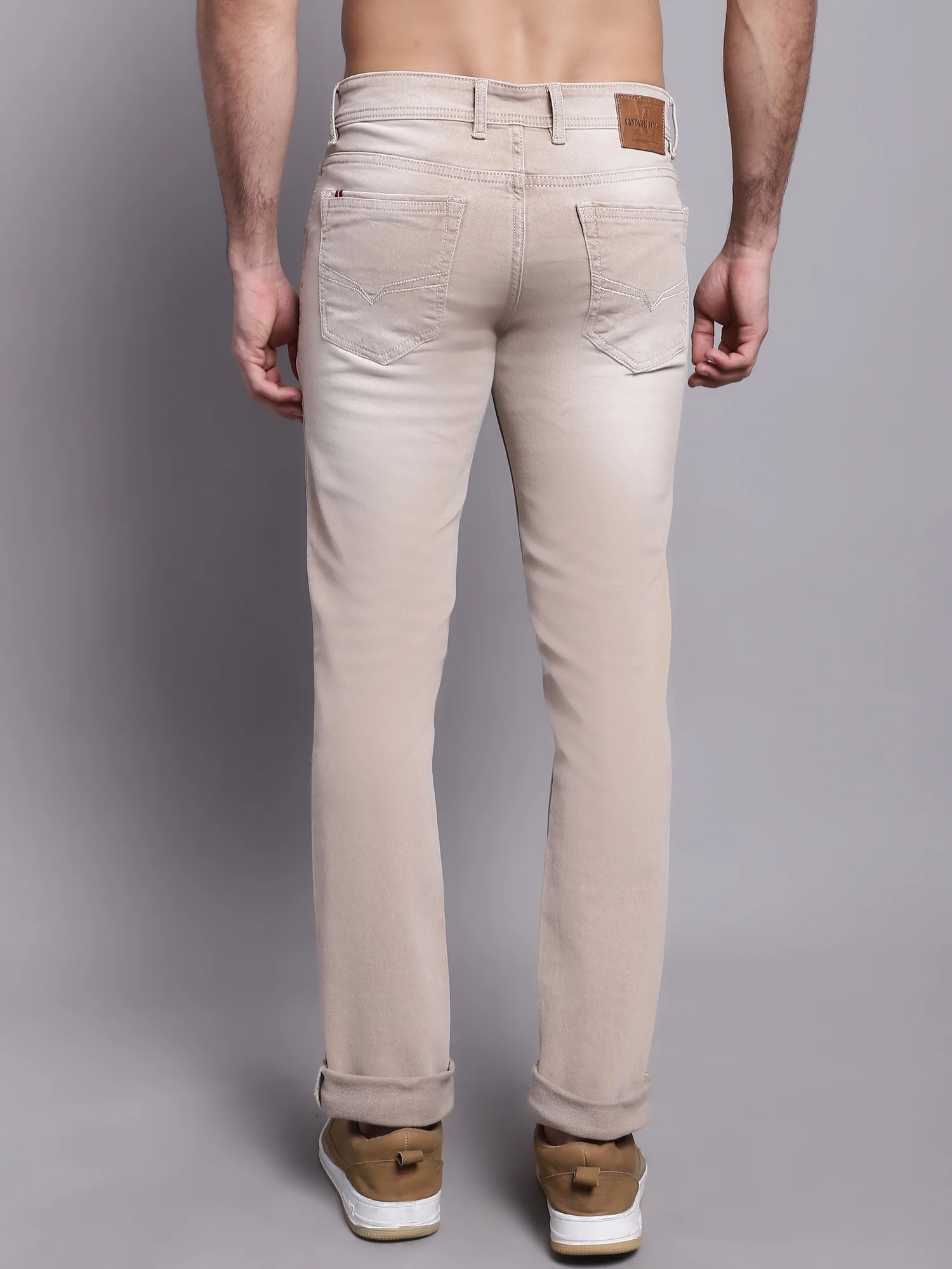 Denim Jeans for Men l Breathable & Soft with Color Fastness Ultra Narrow Fit Cotton Fabric Solid Pattern Button Closure - Image 2