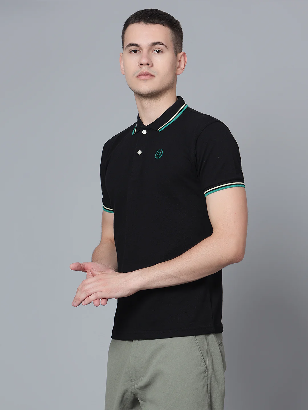 T-Shirt for Men | Breathable & Soft with Color Fastness Regular Fit Polo Neck Poly Cotton Fabric Solid Pattern - Image 2