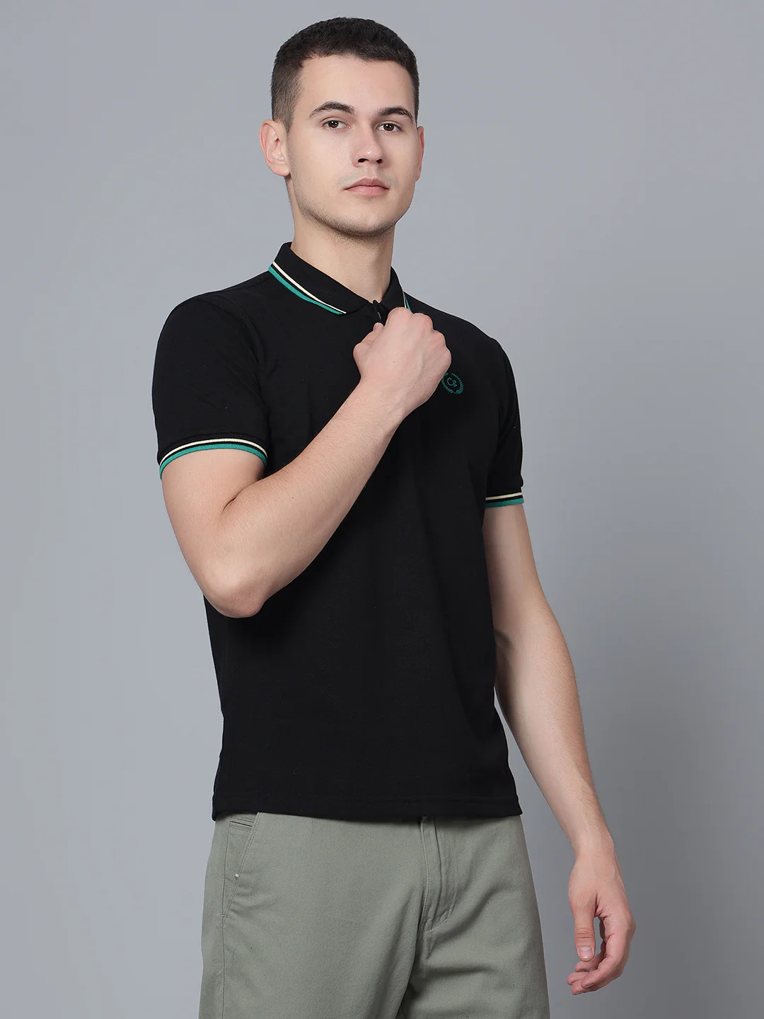T-Shirt for Men | Breathable & Soft with Color Fastness Regular Fit Polo Neck Poly Cotton Fabric Solid Pattern - Image 3