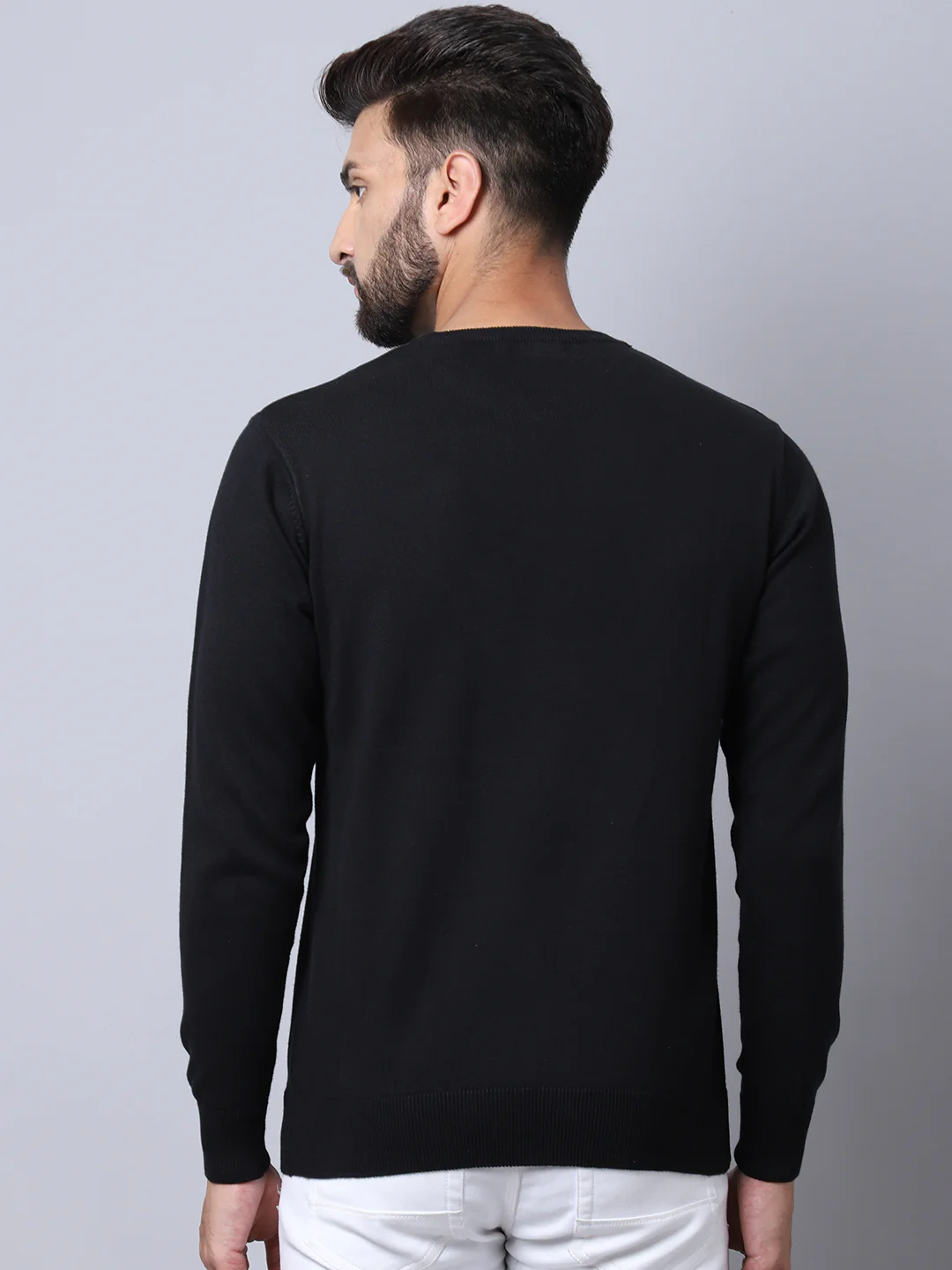 Men Black Pullover Sweater - Image 2