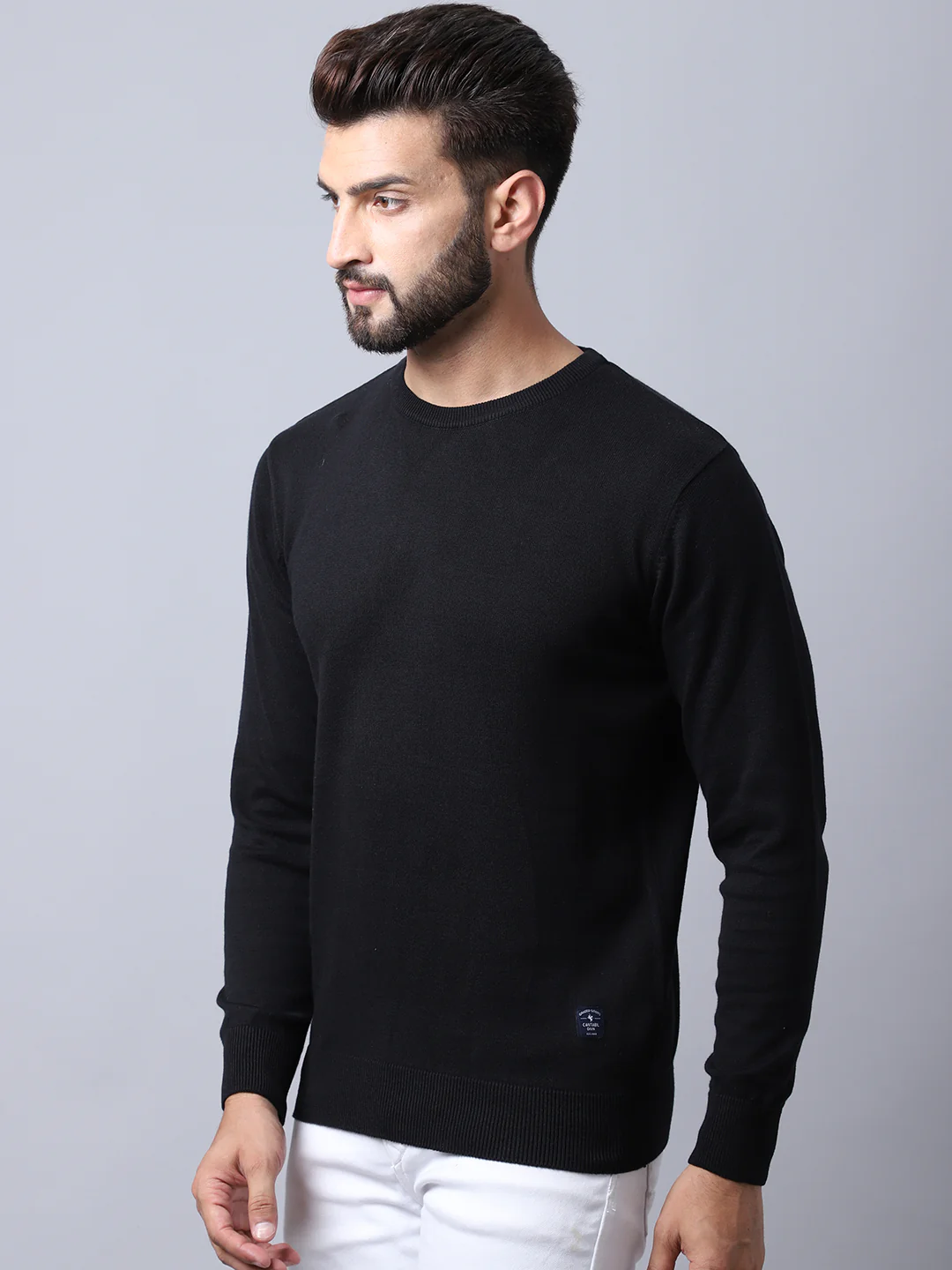 Men Black Pullover Sweater - Image 3