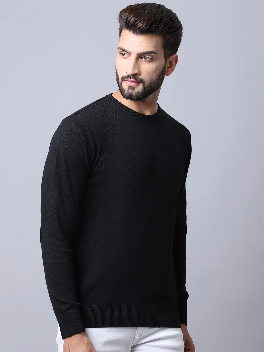Men Black Pullover Sweater - Image 4