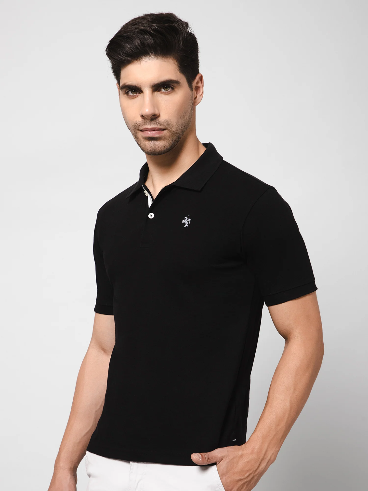 T-Shirt for Men | Breathable & Soft with Color Fastness Regular Fit Polo Neck Poly Cotton Fabric Solid Pattern - Image 2