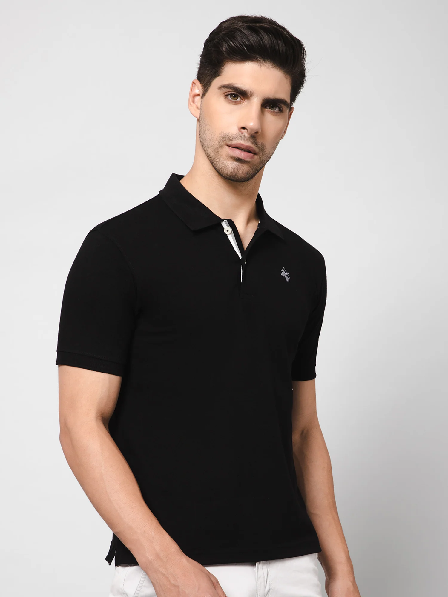 T-Shirt for Men | Breathable & Soft with Color Fastness Regular Fit Polo Neck Poly Cotton Fabric Solid Pattern - Image 3