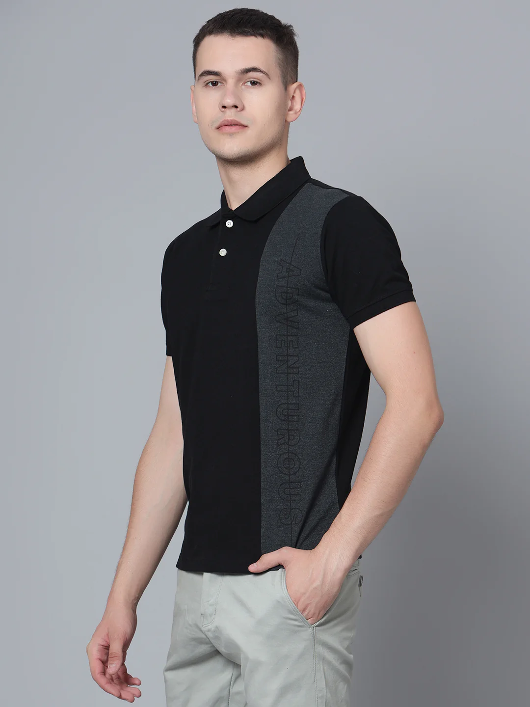 T-Shirt for Men | Breathable & Soft with Color Fastness Regular Fit Polo Neck Poly Cotton Fabric Solid Pattern - Image 3