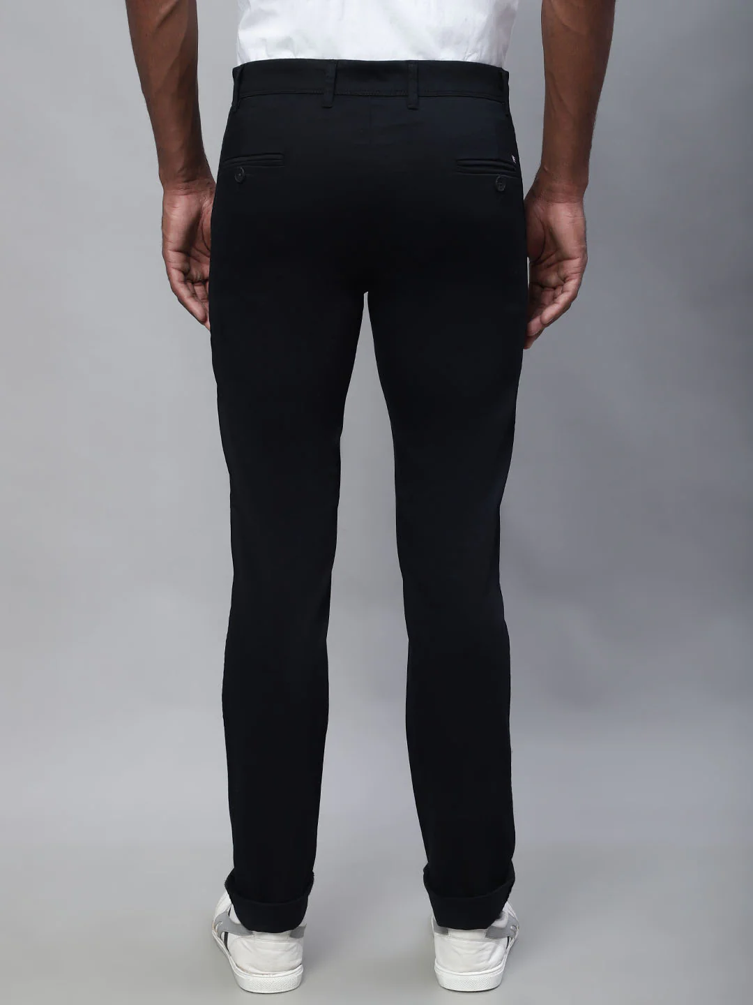 Men's Casual Flat front Black  Trousers - Image 2