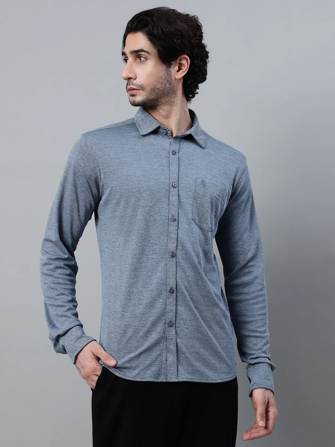 Casual Shirt for Men | Breathable & Soft with Color Fastness Regular Fit Spread Collar Neck Poly Cotton Fabric Solid Pattern - Image 3