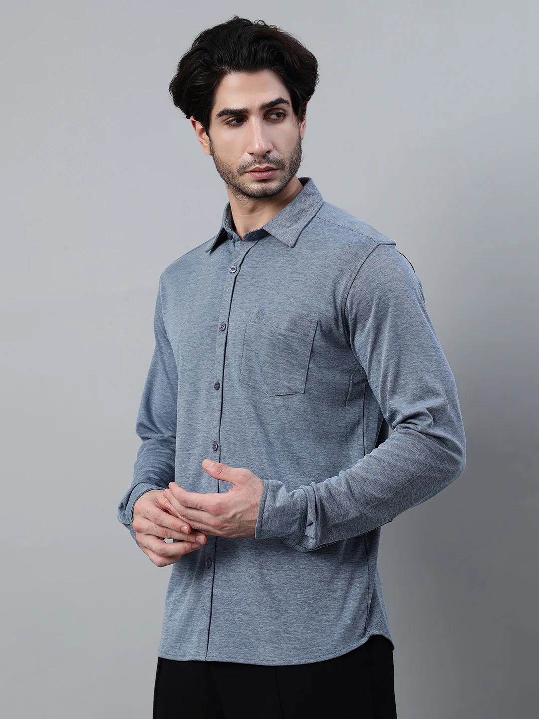 Casual Shirt for Men | Breathable & Soft with Color Fastness Regular Fit Spread Collar Neck Poly Cotton Fabric Solid Pattern - Image 4