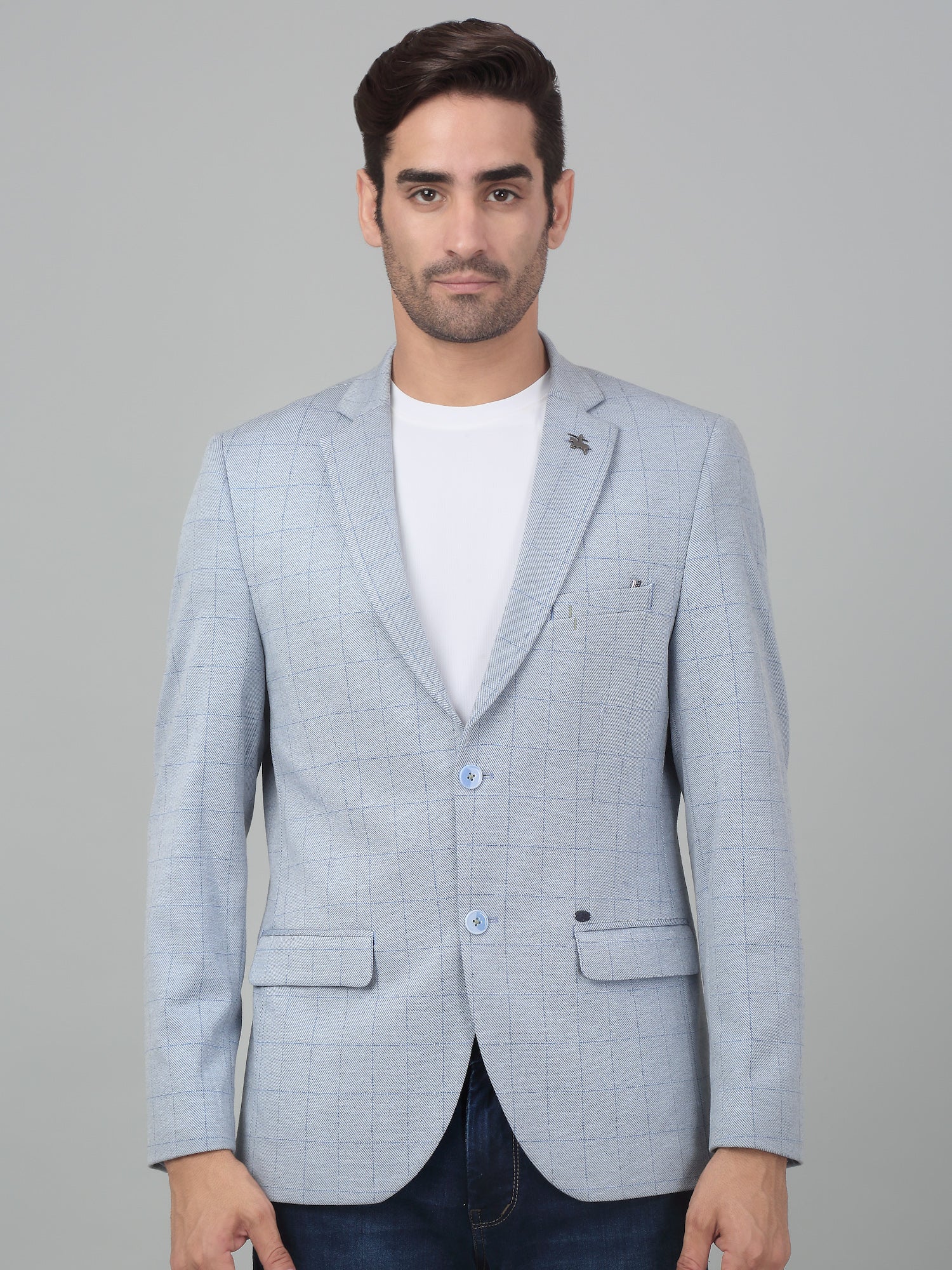 Blazer for Men | Premium Casual Blazer Slim Fit Notched Collar Terry Rayon Fabric Checkered Pattern - Image 3