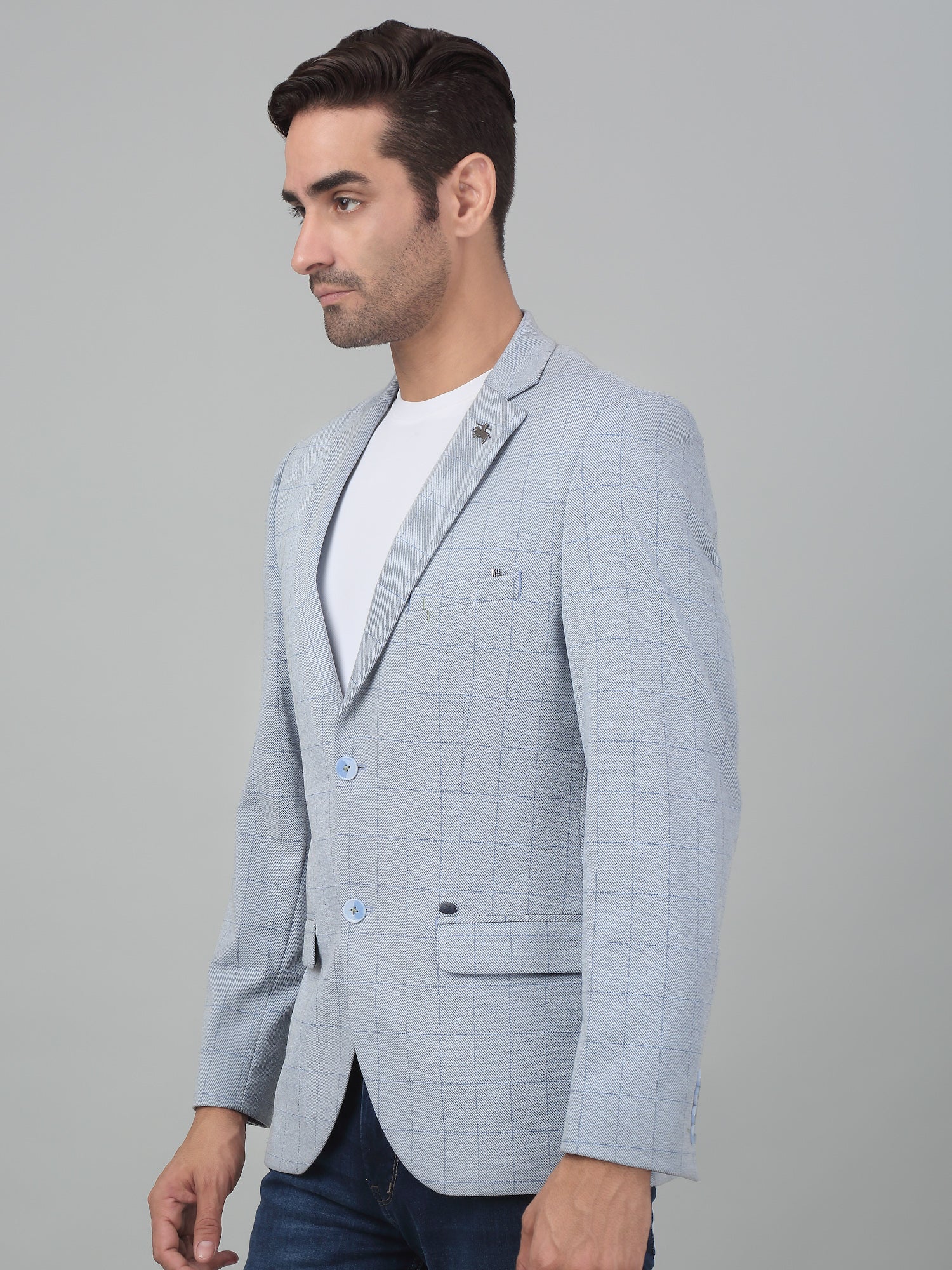 Blazer for Men | Premium Casual Blazer Slim Fit Notched Collar Terry Rayon Fabric Checkered Pattern - Image 4