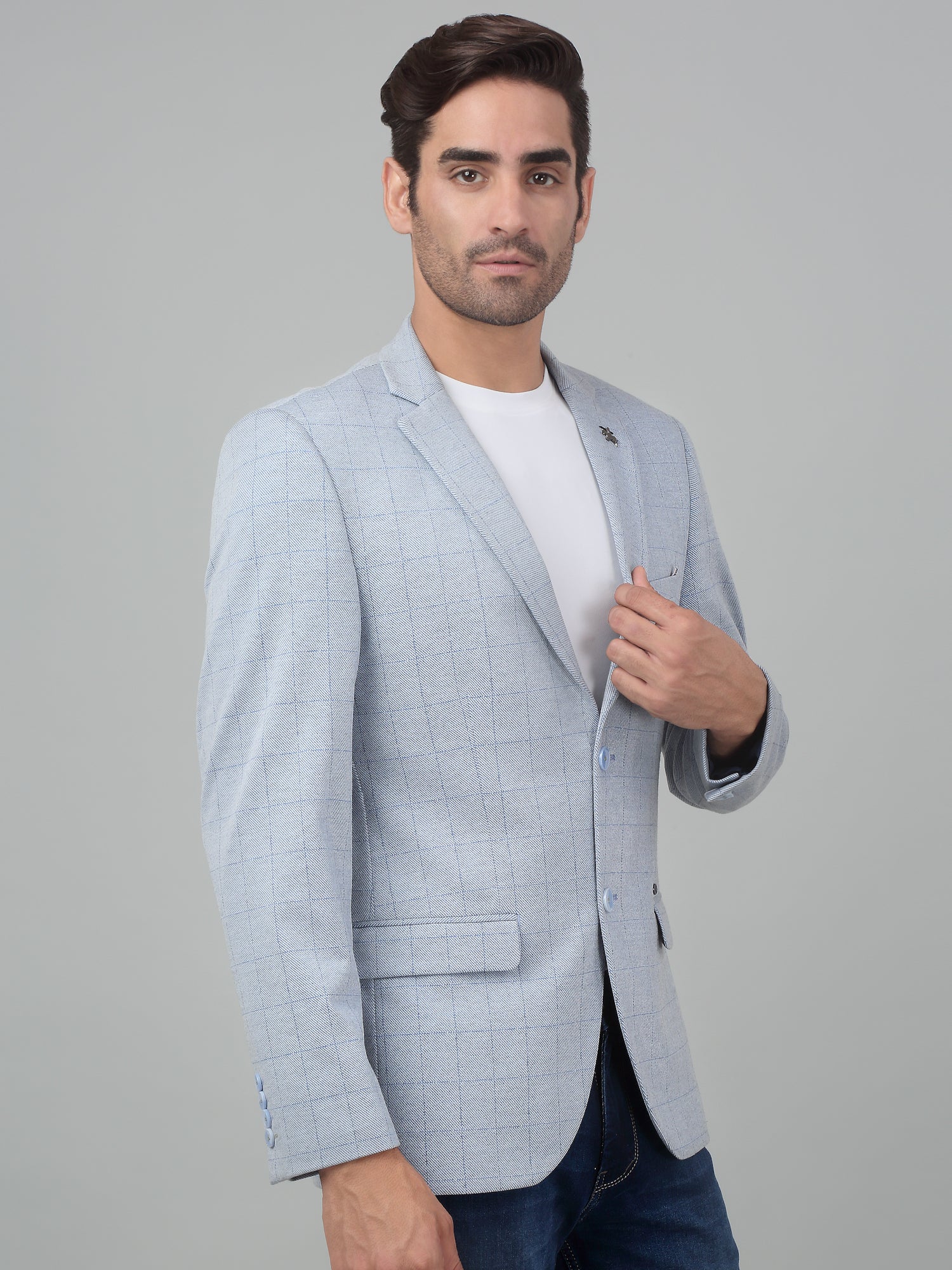 Blazer for Men | Premium Casual Blazer Slim Fit Notched Collar Terry Rayon Fabric Checkered Pattern - Image 5